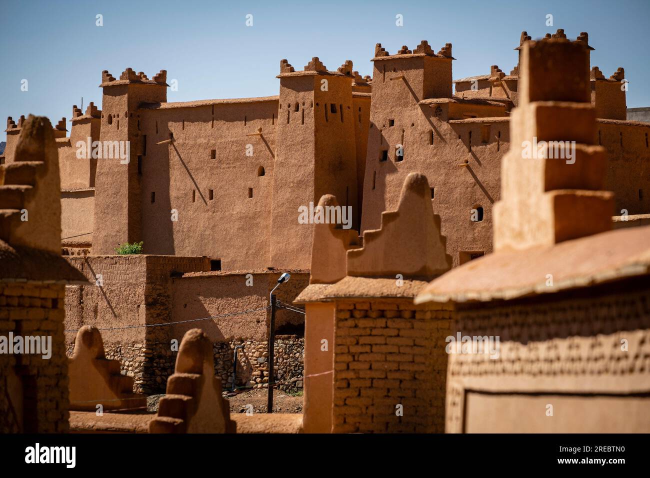 Nkob, adobe buildings, Marruecos, North Africa Stock Photo