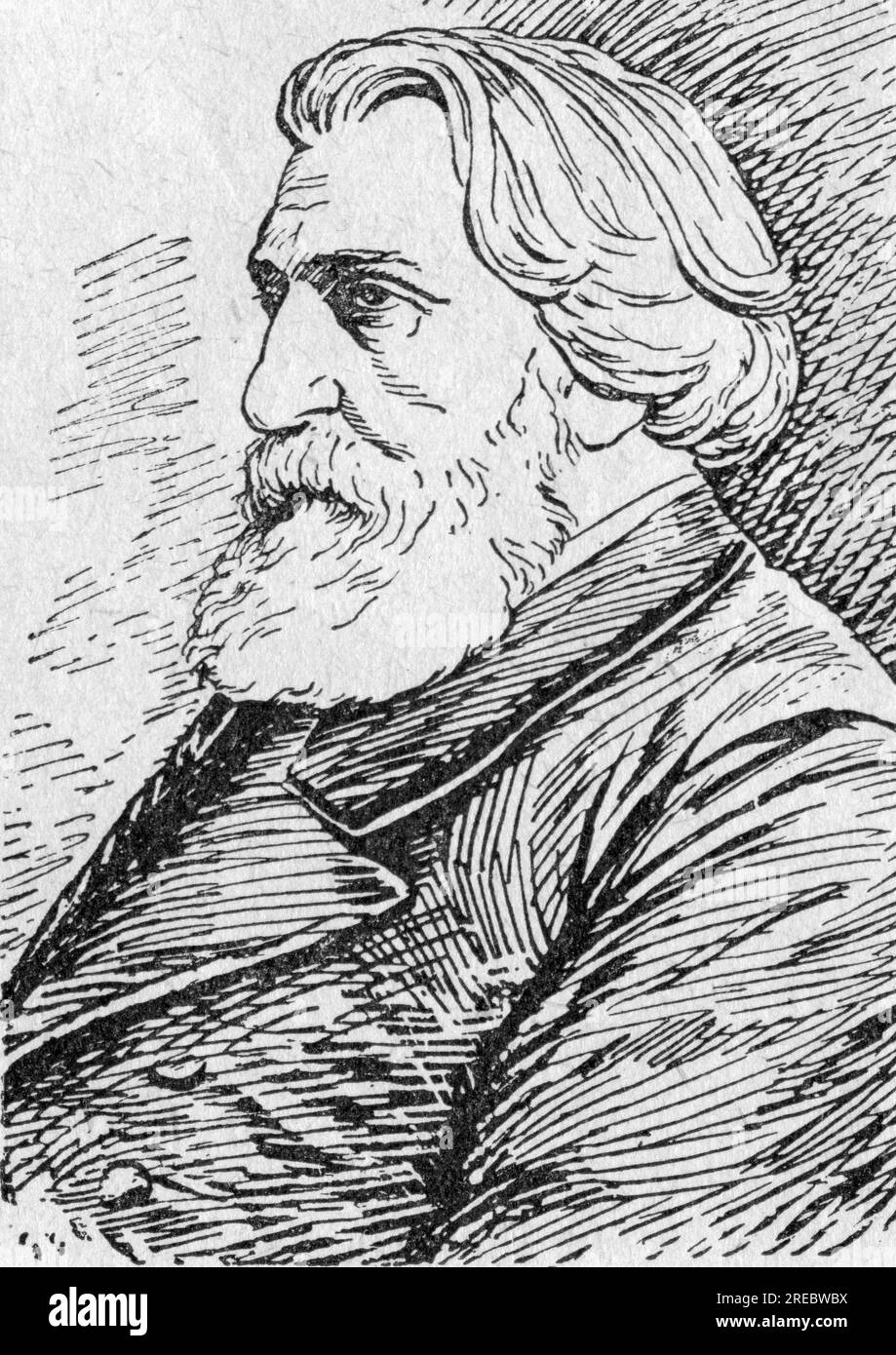 Turgenev, Ivan Sergeyevich, 9.11.1818 - 3.9.1883, Russian writer, woodcut by W. G. Perova, ADDITIONAL-RIGHTS-CLEARANCE-INFO-NOT-AVAILABLE Stock Photo
