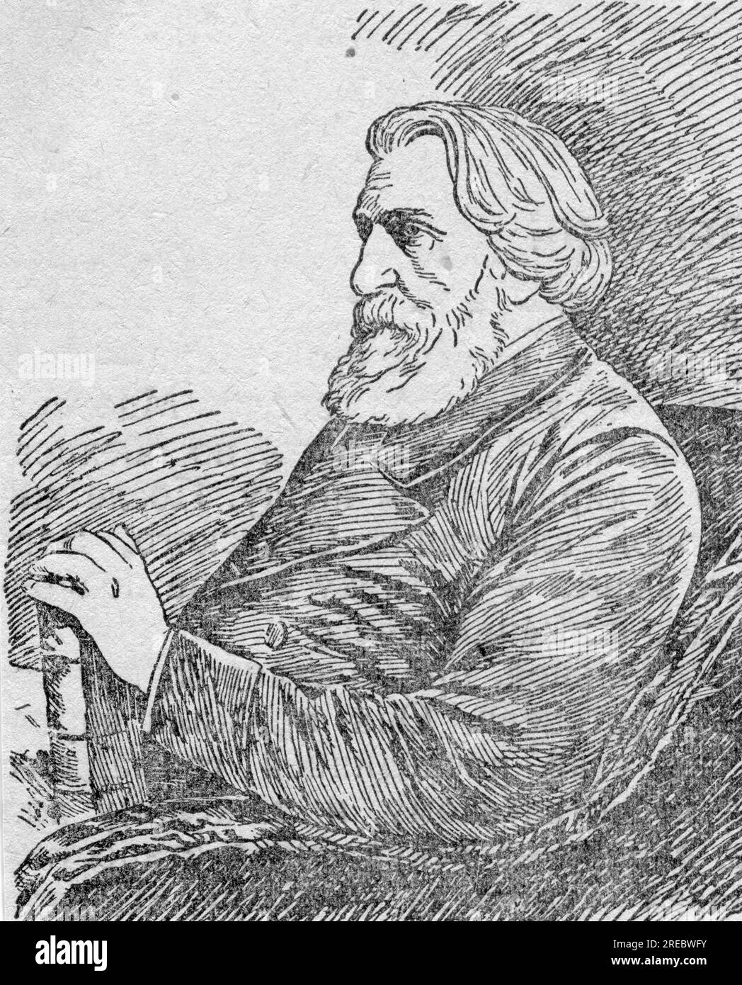 Turgenev, Ivan Sergeyevich, 9.11.1818 - 3.9.1883, Russian writer, woodcut of W. G. Perova, ADDITIONAL-RIGHTS-CLEARANCE-INFO-NOT-AVAILABLE Stock Photo