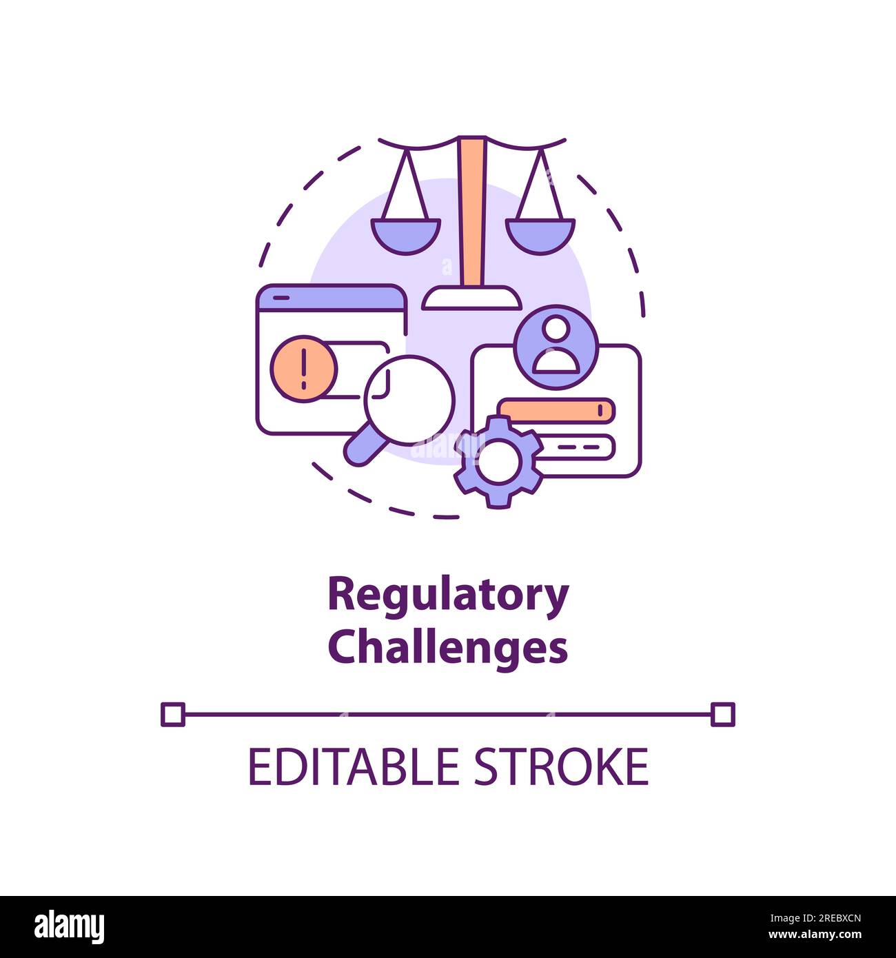 2D customizable regulatory challenges icon concept Stock Vector