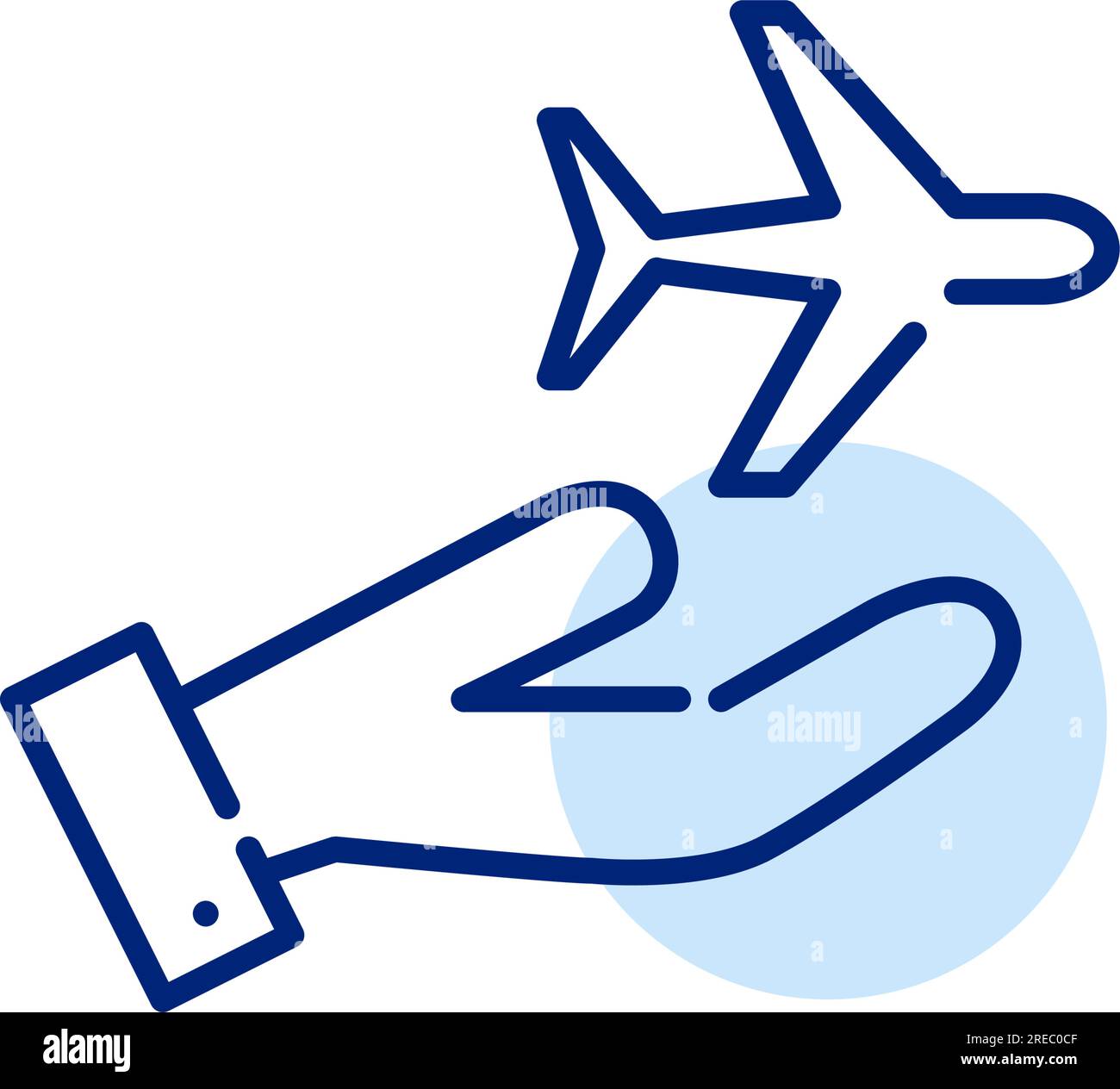 Airplane in hand. International travel and delivery services 