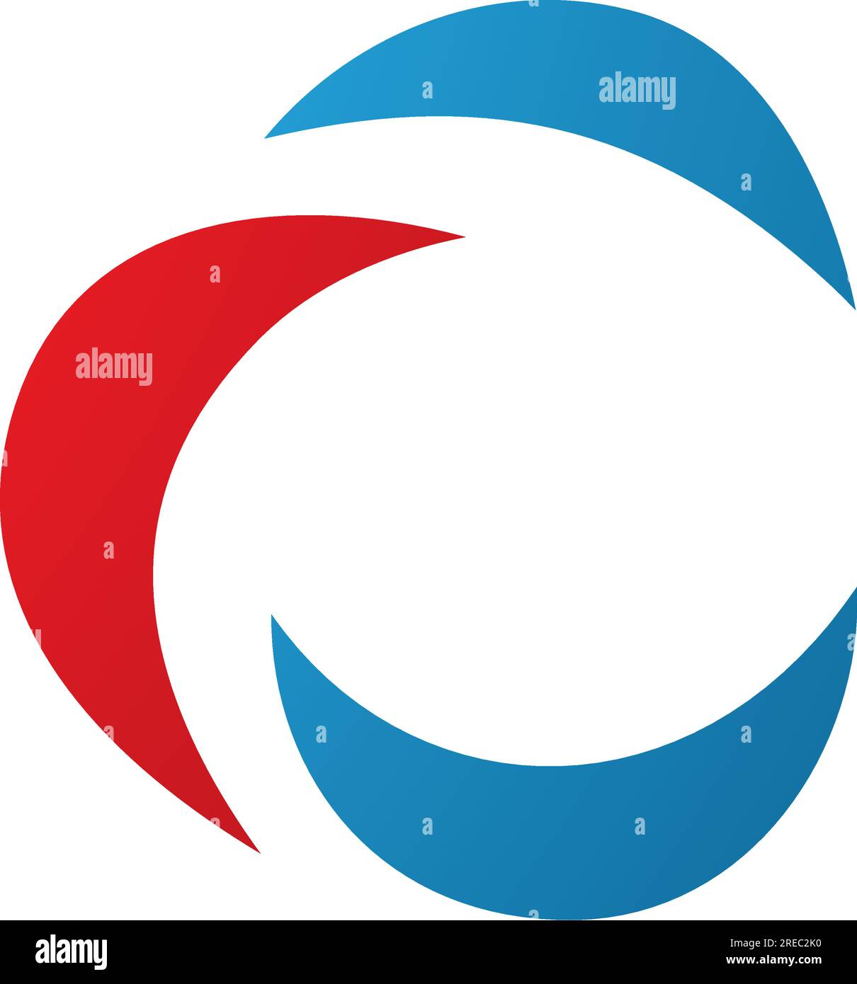 Red and Blue Crescent Shaped Letter C Icon on a White Background Stock ...