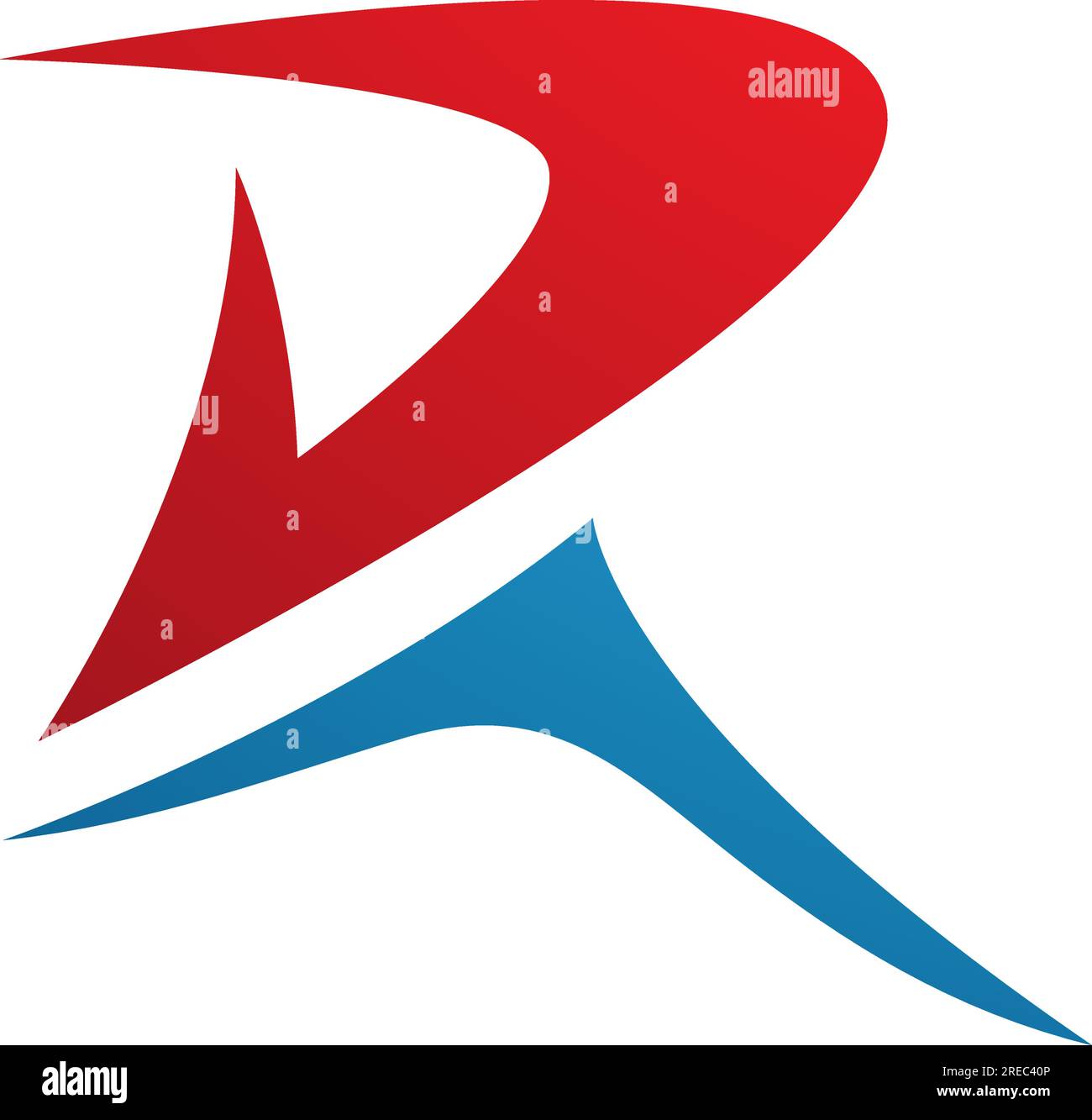 Red and Blue Pointy Tipped Letter R Icon on a White Background Stock ...