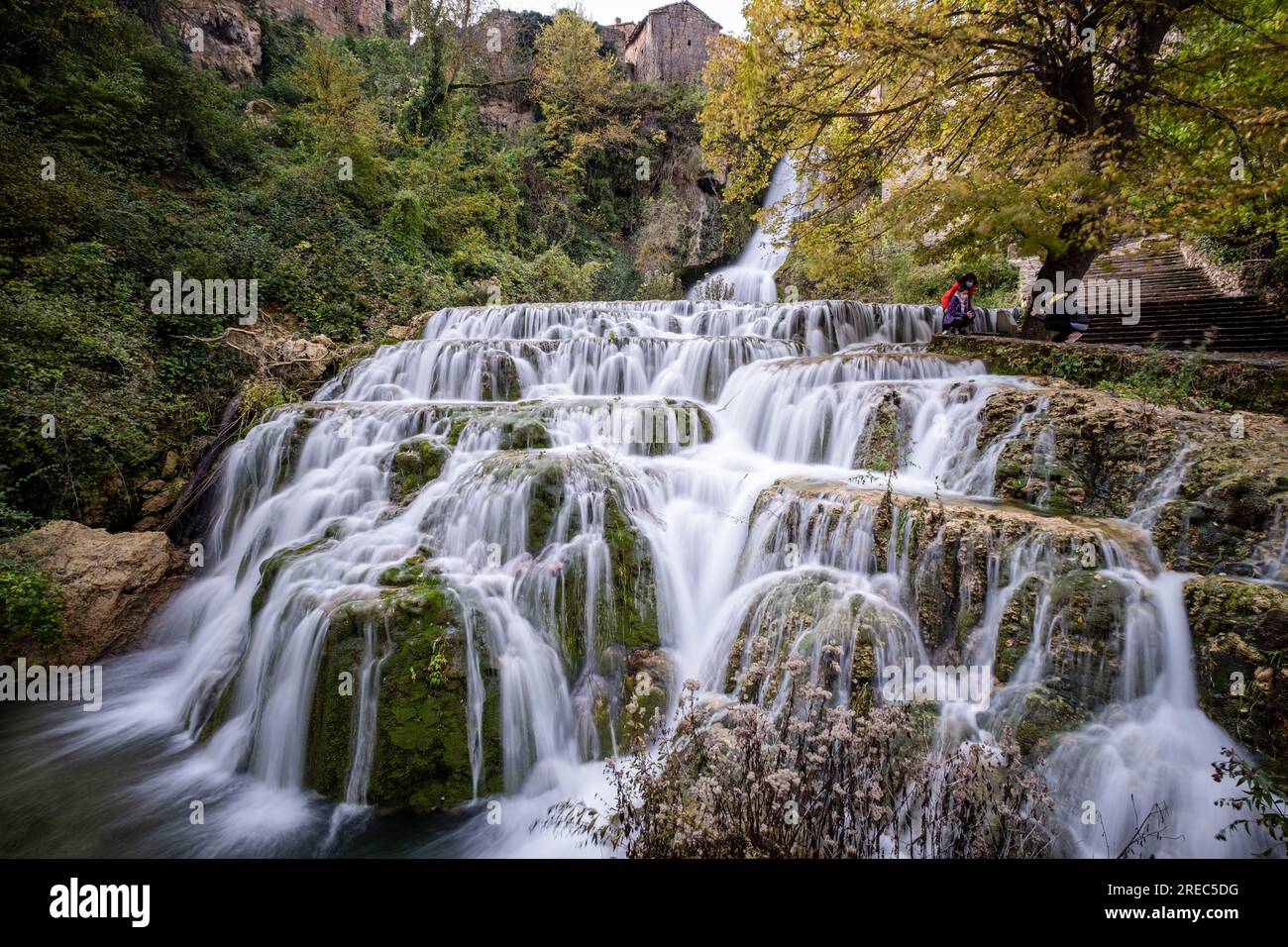 Orbaneja Waterfall Orbaneja Del Castillo Burgos Spain Stock Photo orbaneja-waterfall-orbaneja-del-castillo-burgos-spain-stock-photo