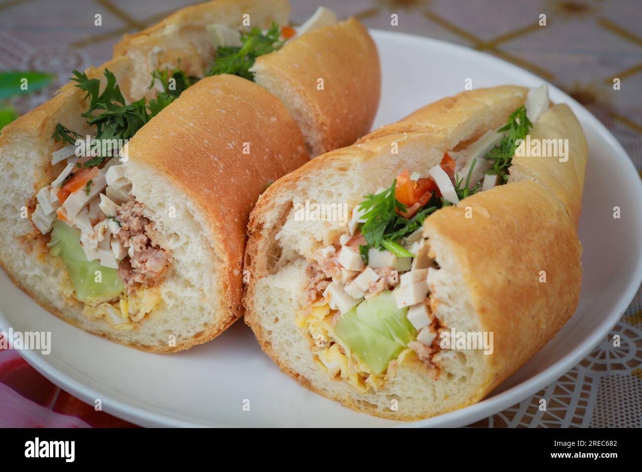 khao jee ,pate lao food style in luangprabang northern laos Stock Photo ...