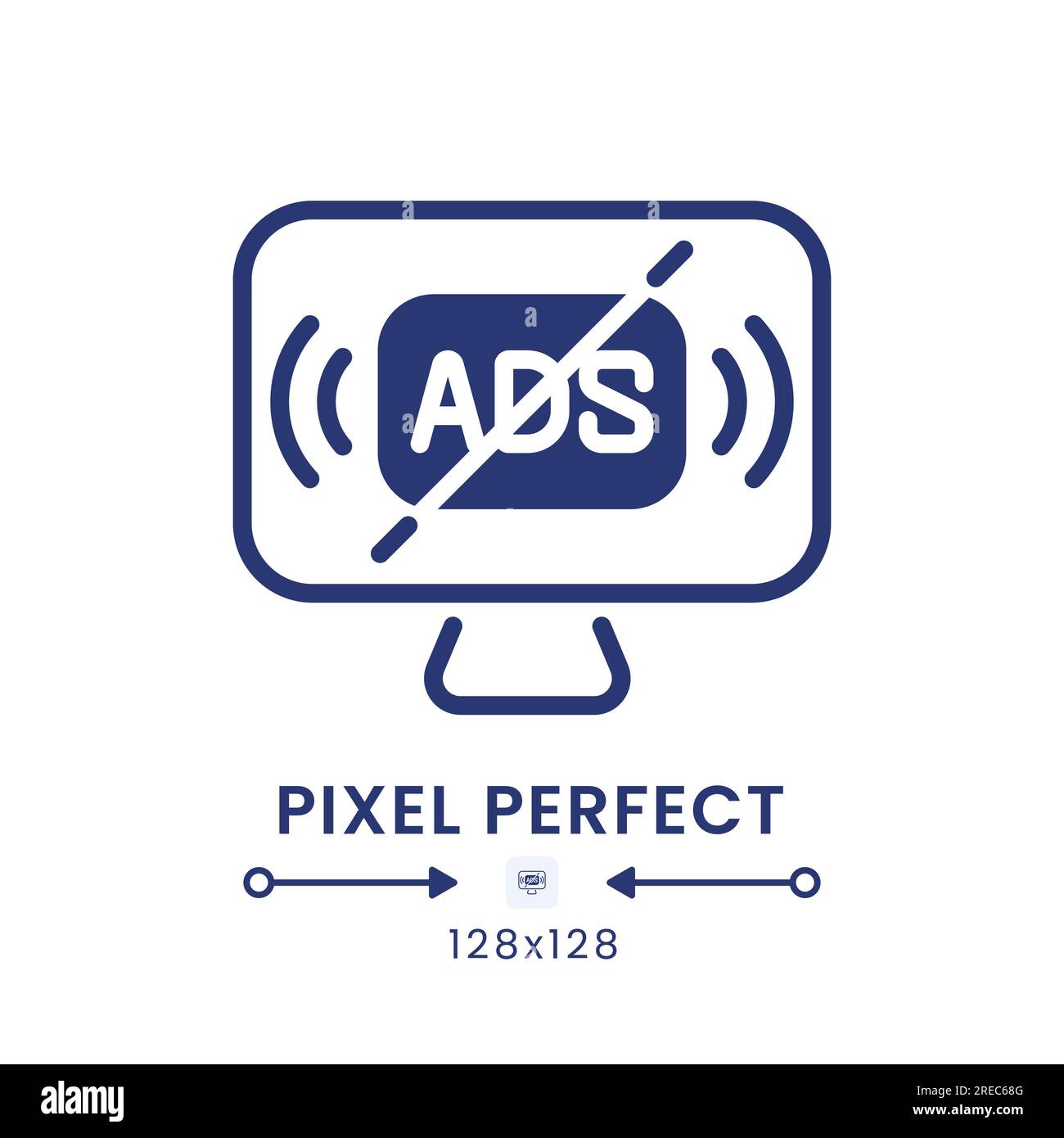 Ad-free streaming black solid desktop icon Stock Vector