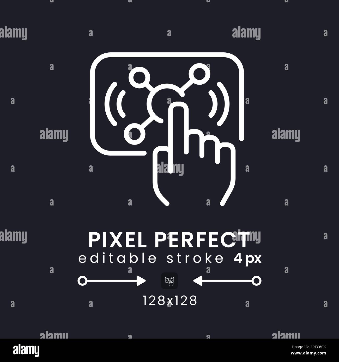 Interactive live streaming white linear desktop icon on black Stock Vector
