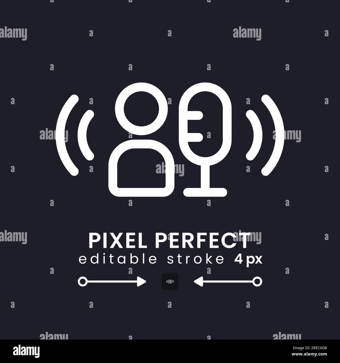 Broadcaster white linear desktop icon on black Stock Vector