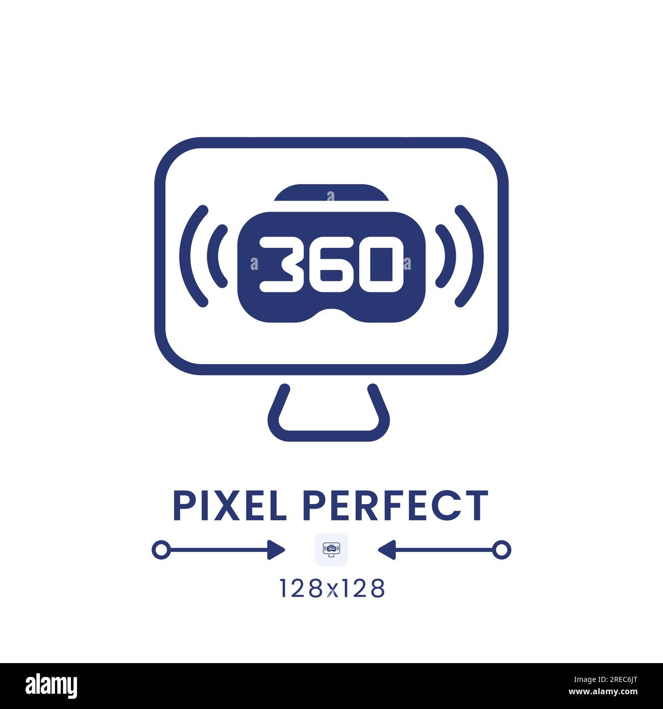 VR live streaming black solid desktop icon Stock Vector