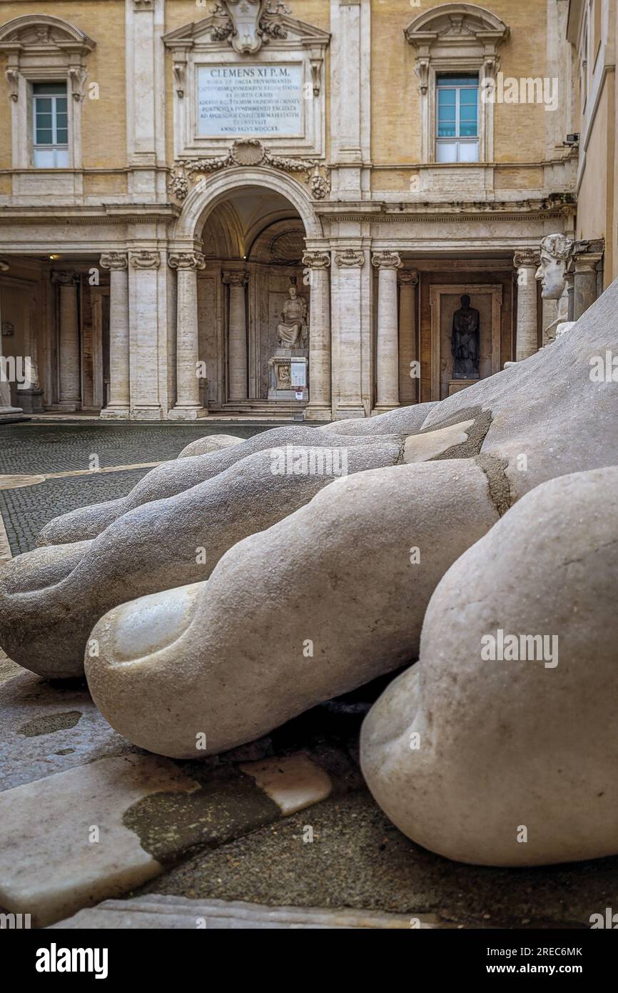 March 31, 2022 in Rome, Italy: Marble Statue At The Capitoline Museum In Rome, Italy Stock Photo