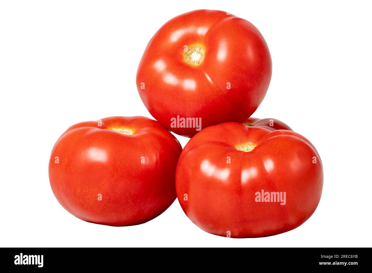 Tomatoes isolated on white background. Fresh raw tomato harvest season concept. Vegetables for a healthy diet. Close up Stock Photo
