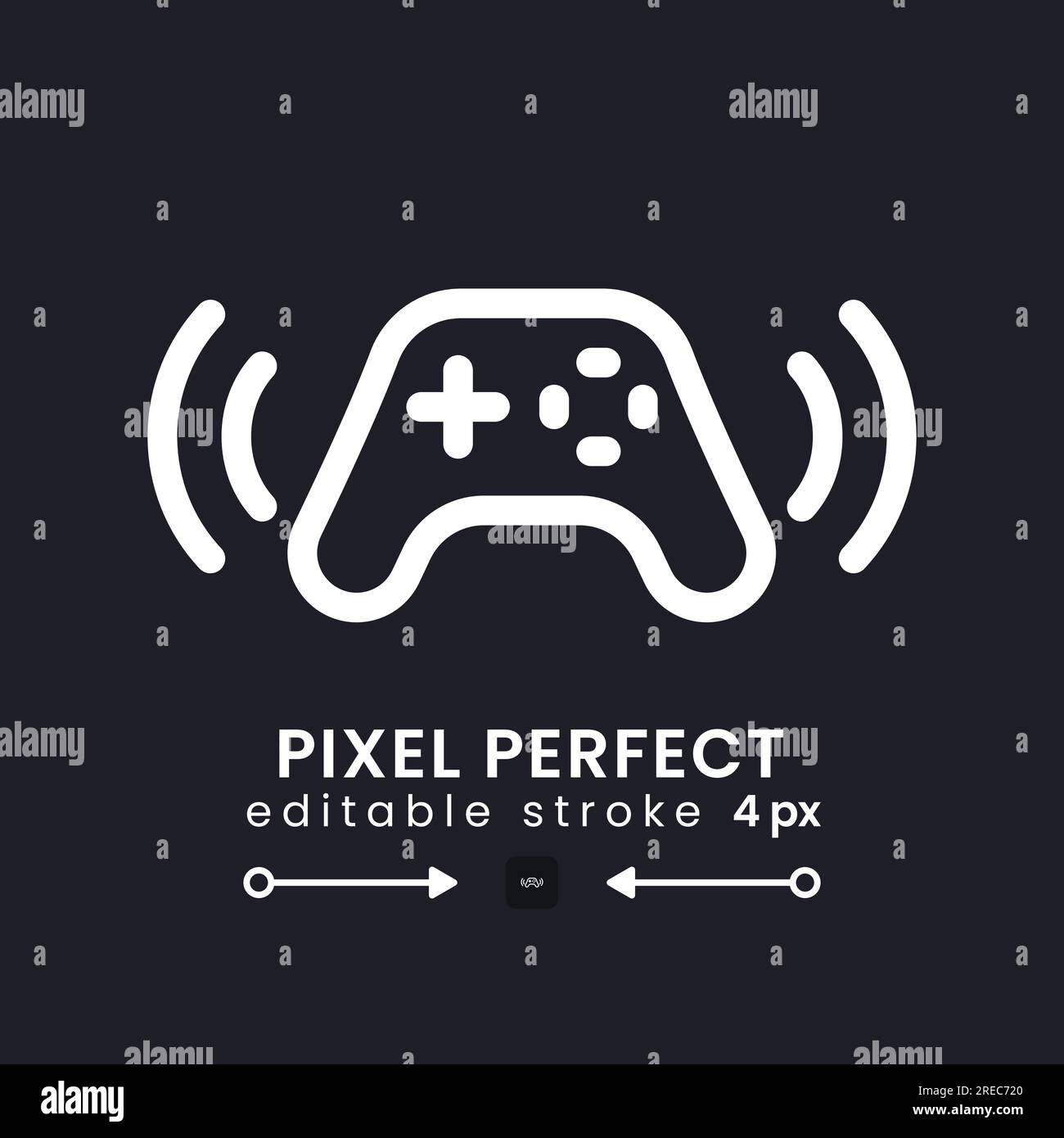 Gamepad white linear desktop icon on black Stock Vector