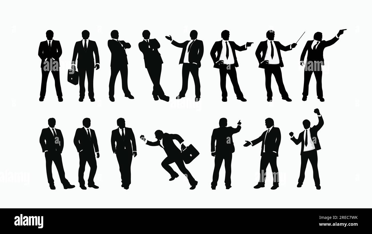 businessman black and white silhouette in set Stock Vector Image & Art ...