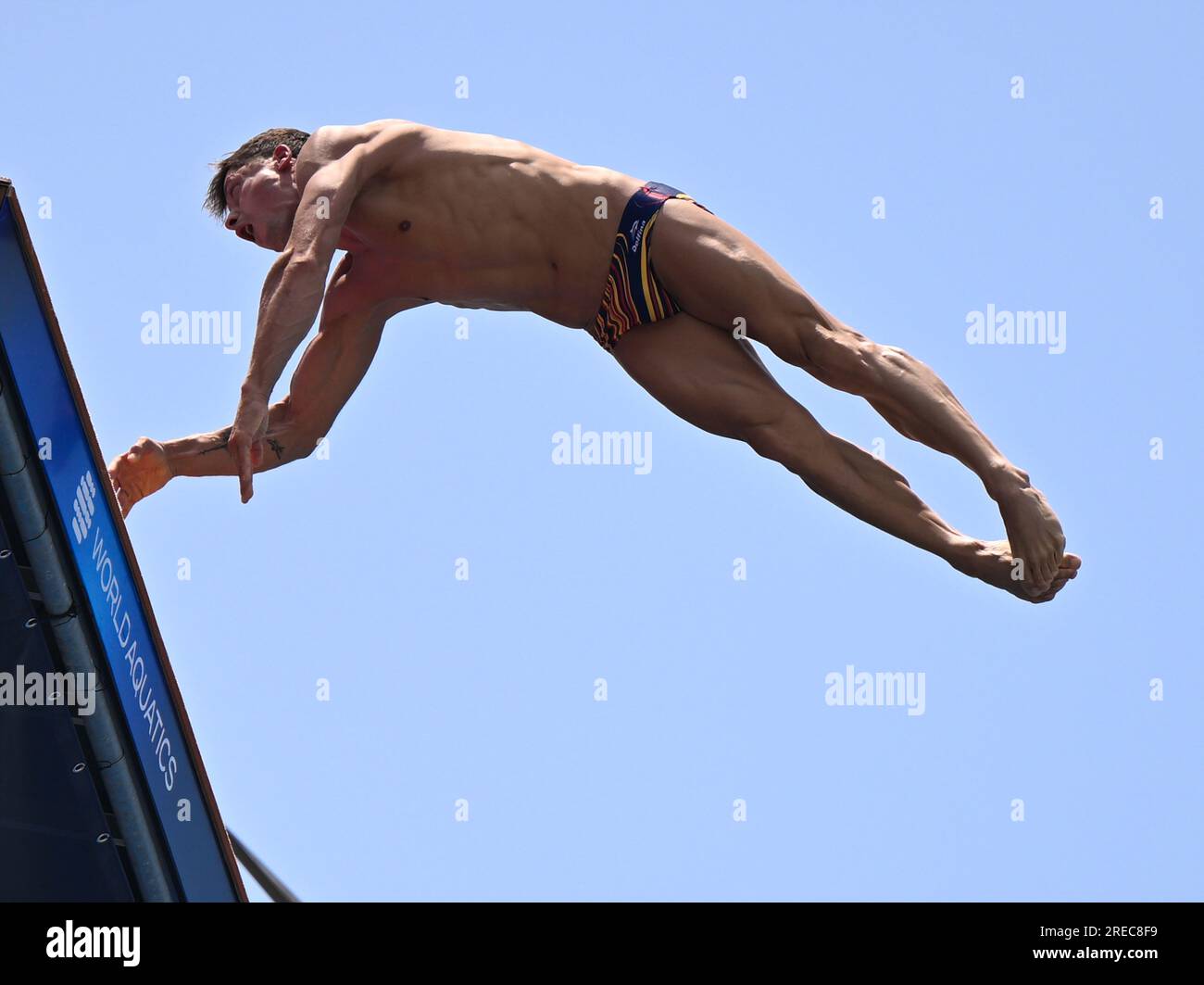 Fukuoka, Japan. 27th July, 2023. Gold medalist Constantin Popovici of