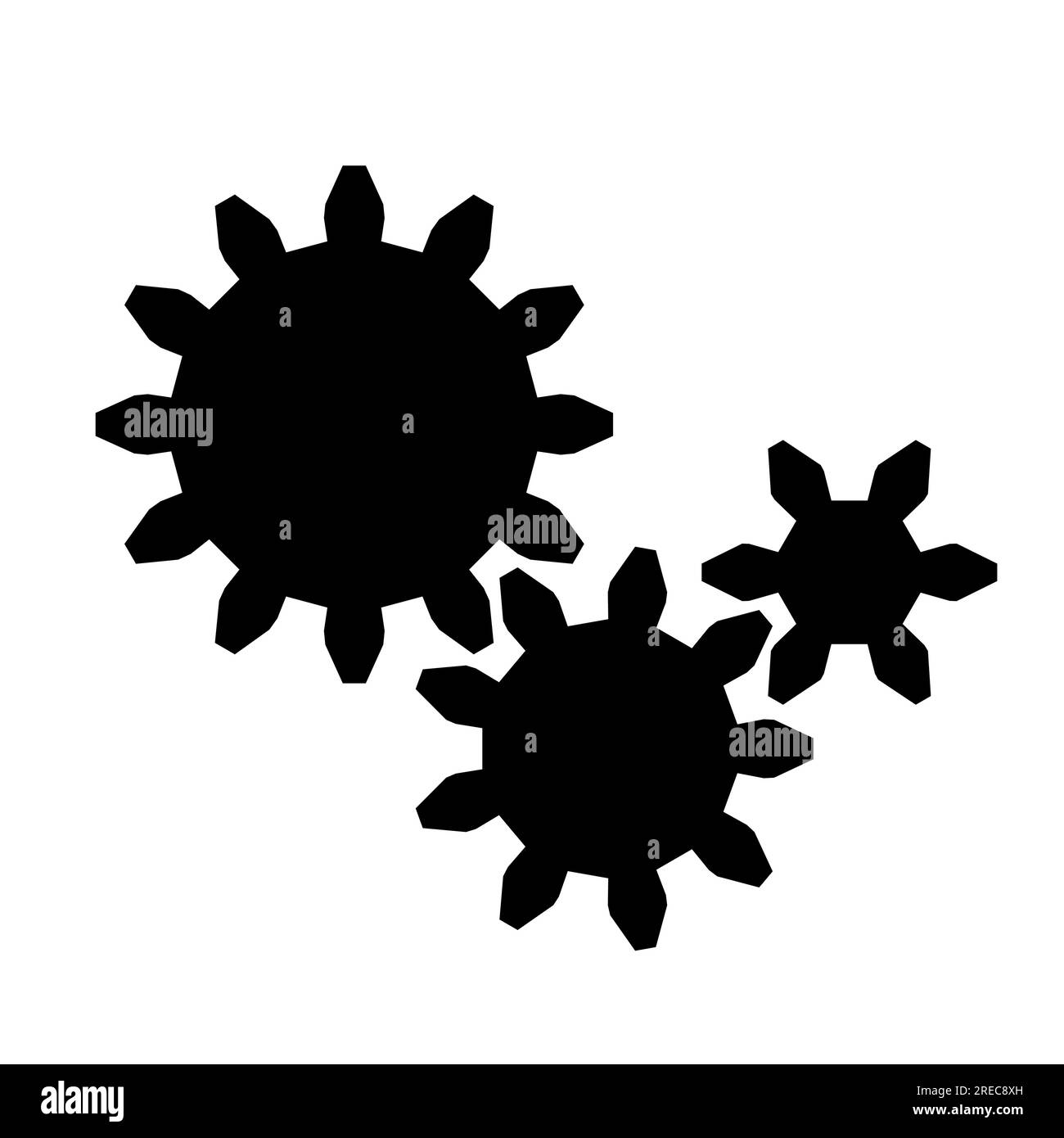 Gears isolated icon. Three cogwheels vector flat design icon. Mechanical engineering vector. Stock Vector