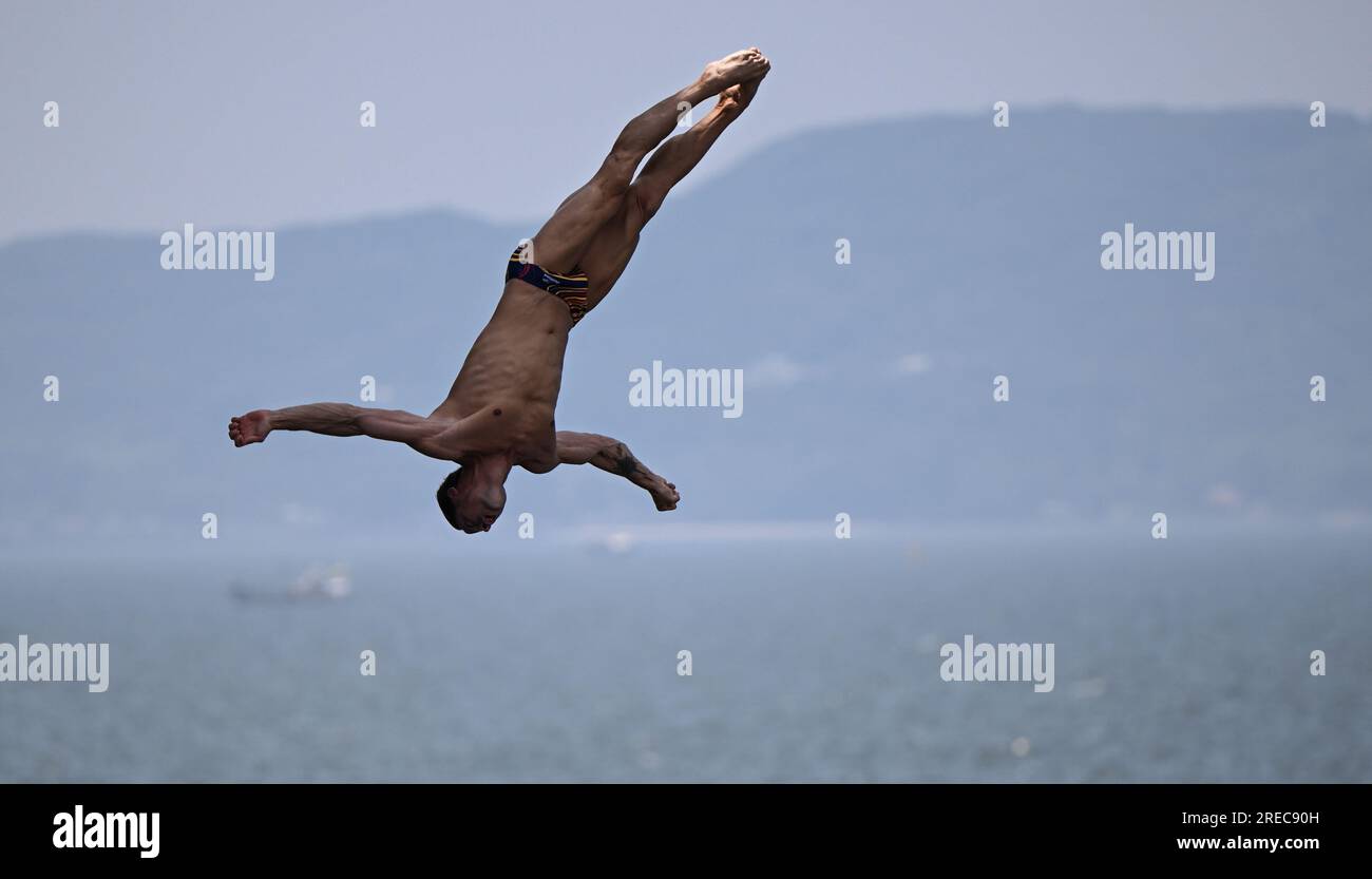 Fukuoka, Japan. 27th July, 2023. Gold medalist Constantin Popovici of