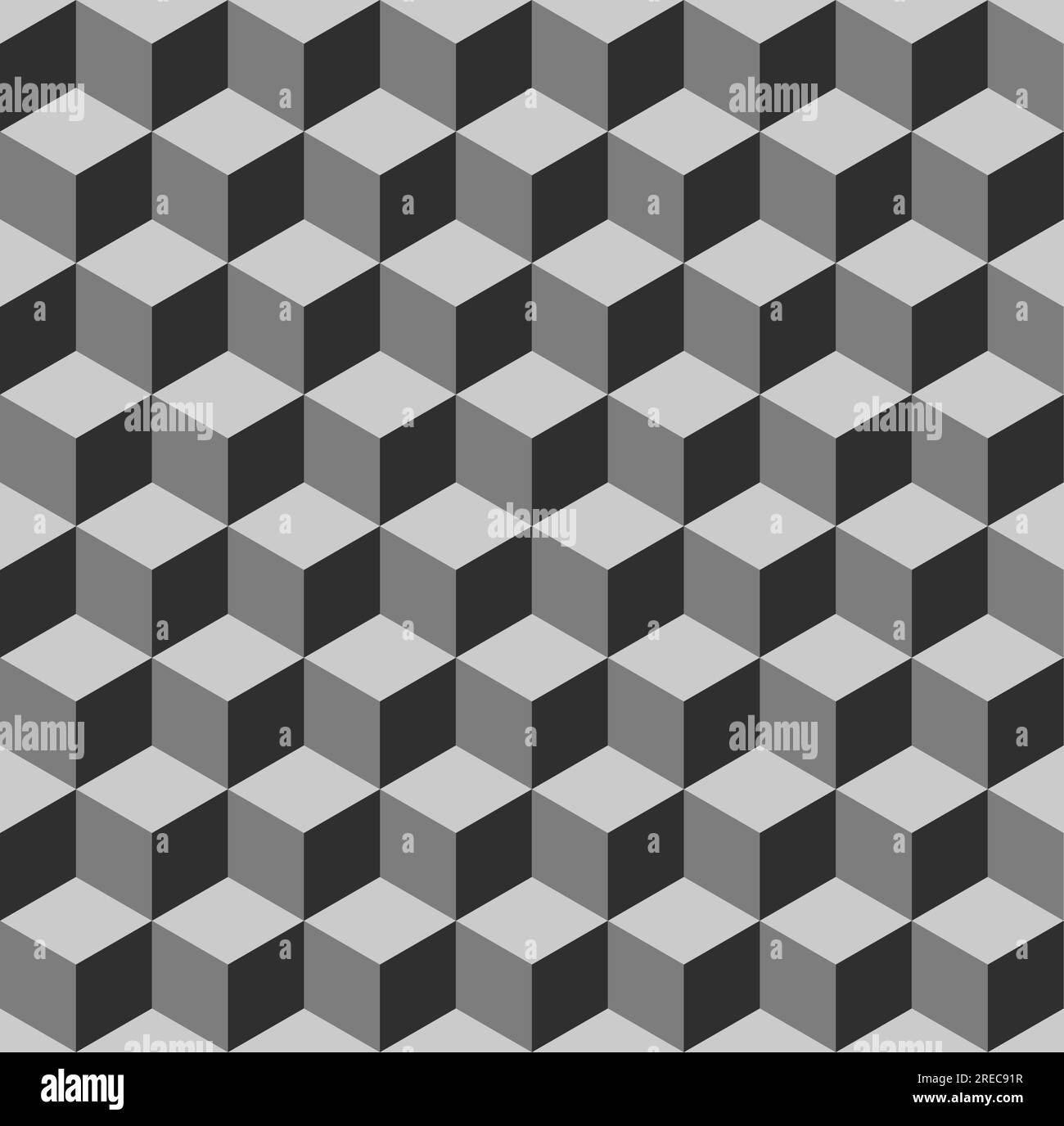 Abstract cube pattern. 3D optical illusion tumbling blocks hexagon tiles. Cuboid seamless tiles pattern. Vector illustration. Stock Vector
