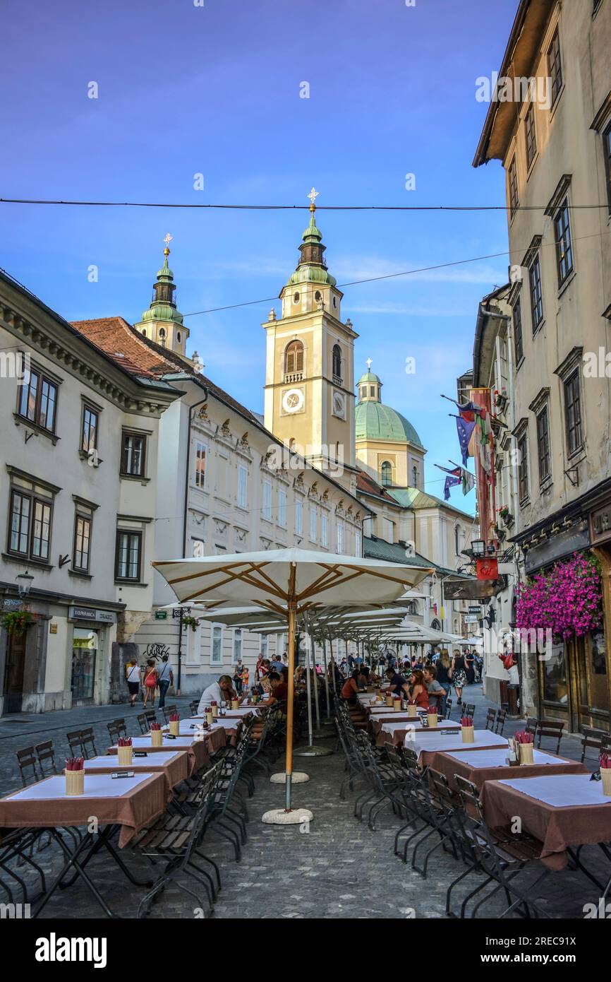 Beautiful Streets of Ljubljana Old Town on a Summer Day - Slovenia Stock Photo