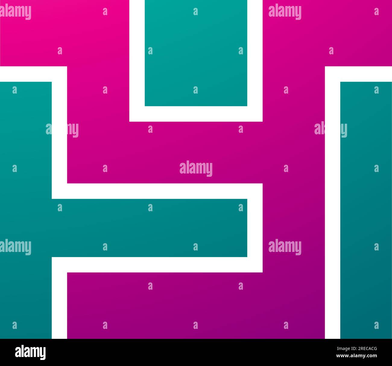 Magenta and Green Rectangle Shaped Letter Y Icon on a White Background