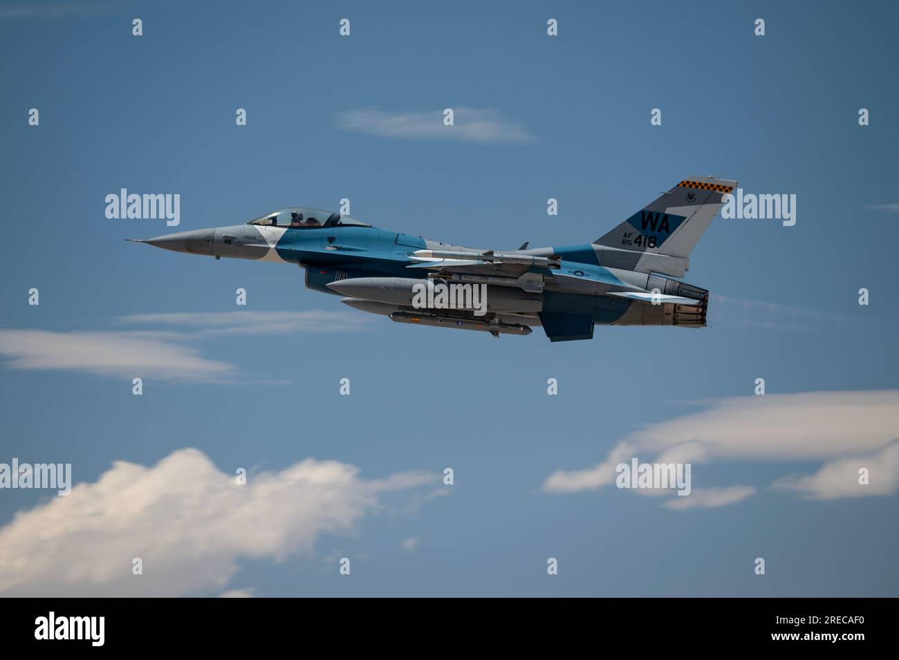 An F16 Aggressor takes off for a mission, during Red FlagNellis 233