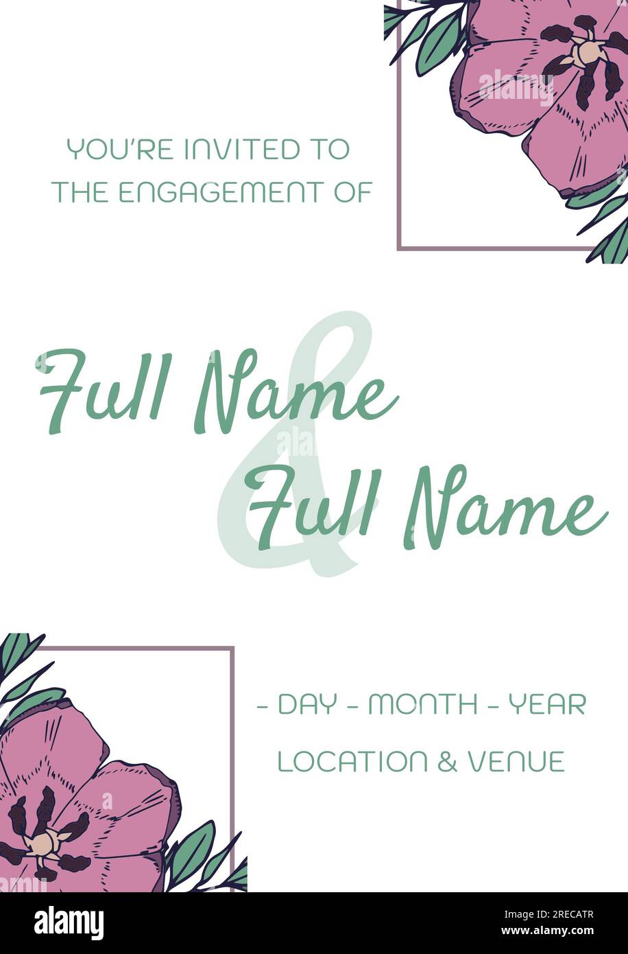 Composition of engagement invitation text over indian pattern on white ...