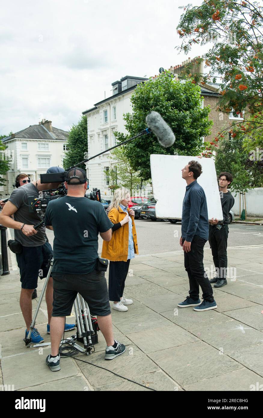 Film crew on location in Hampstead London for film by Cole Spector, I'm ...