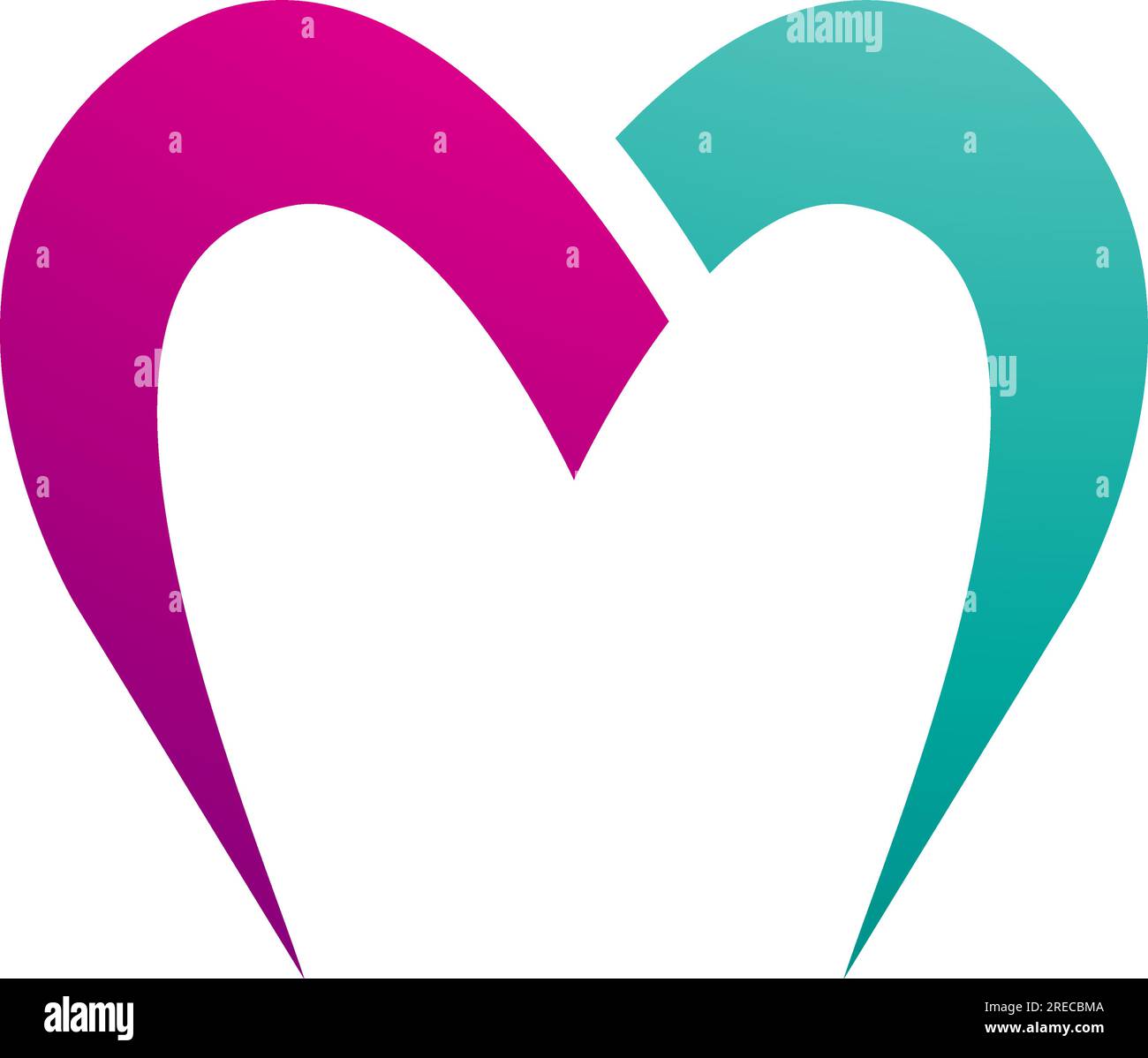 Magenta and Green Parachute Shaped Letter M Icon on a White Background ...