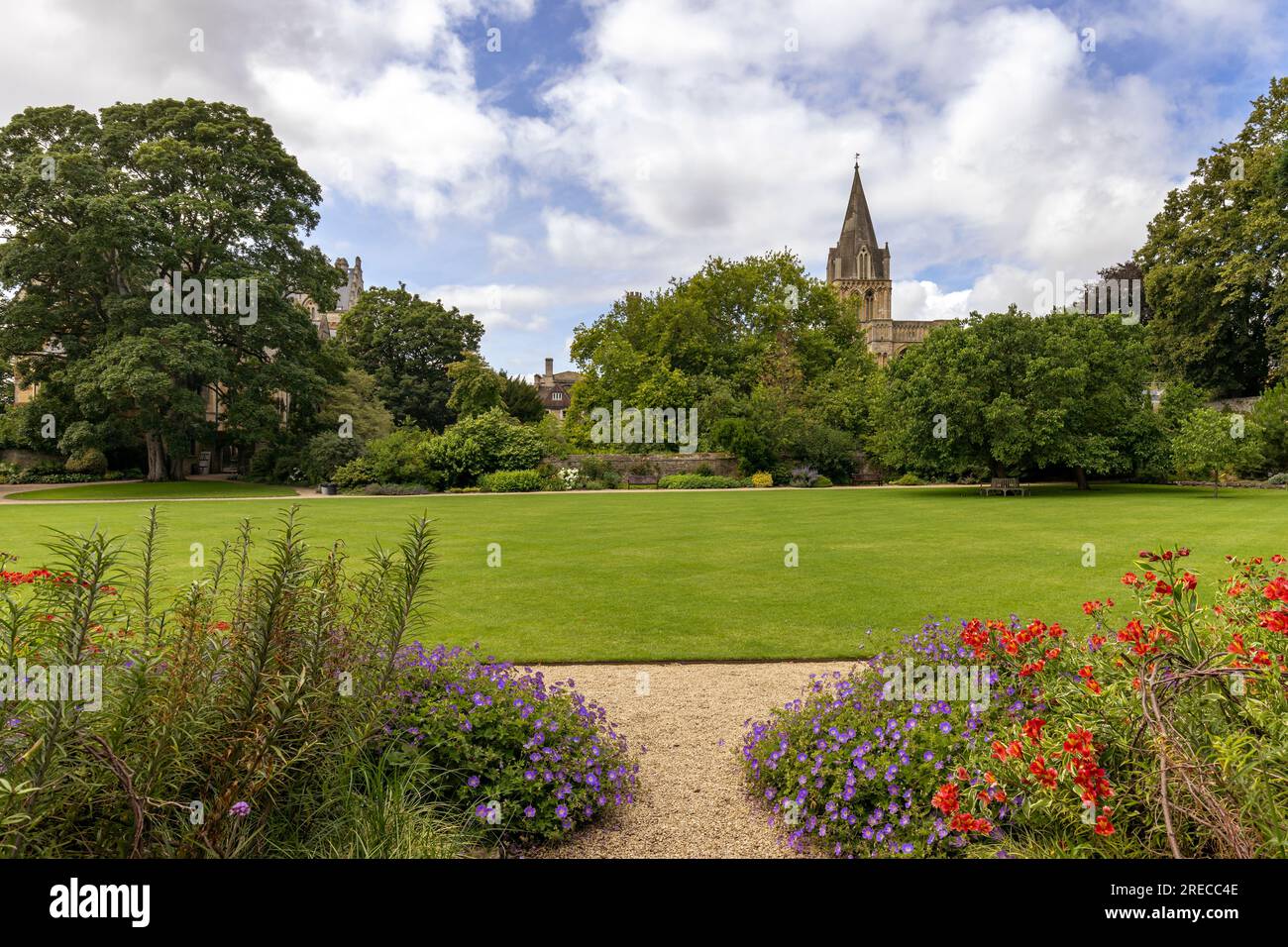 View of Christ Church Cathedral from Grove Walk footpath, Oxford, England Stock Photo