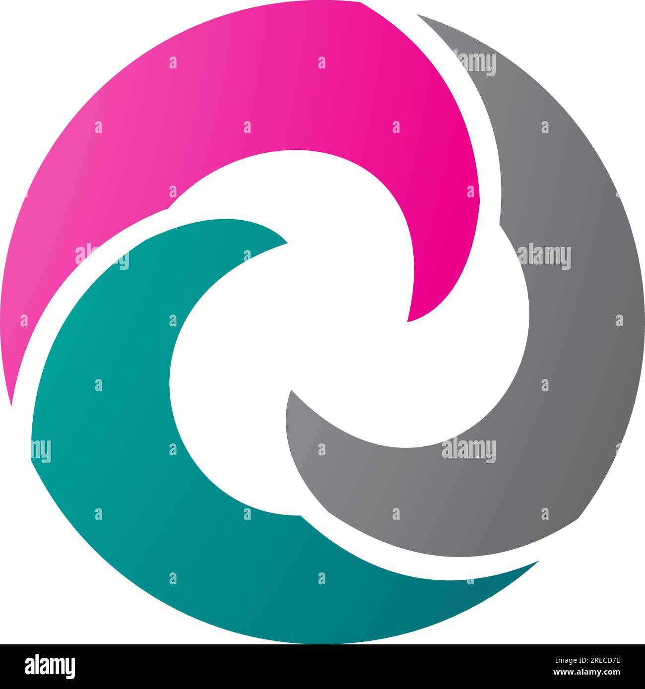 Magenta and Green Wave Shaped Letter O Icon on a White Background Stock ...