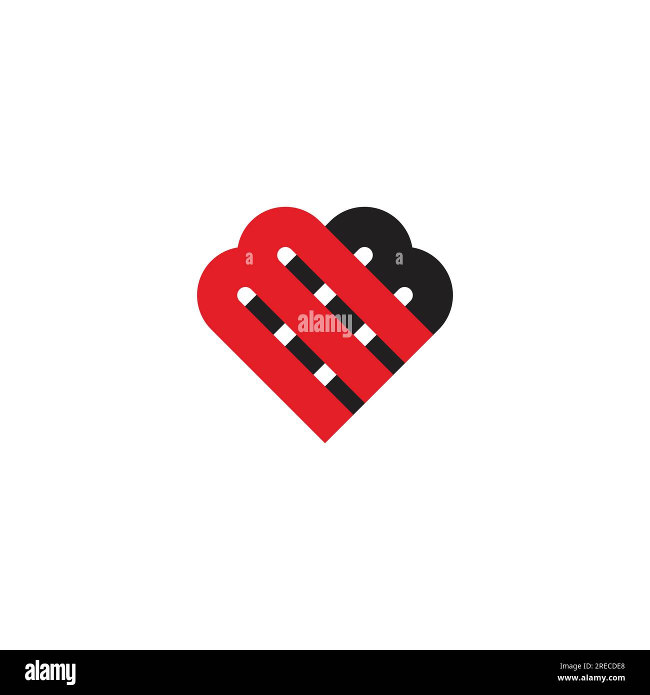letter mb linked shadow love heart product logo vector Stock Vector