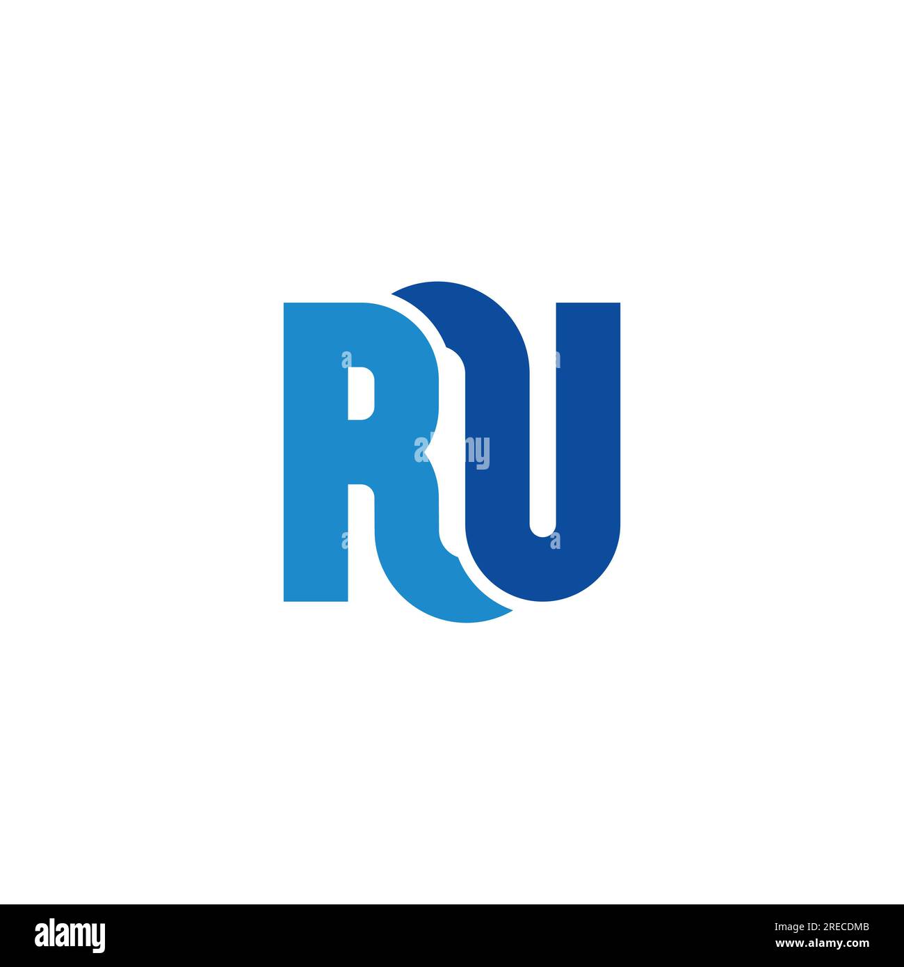 letter ru blue curves geometric logo vector Stock Vector