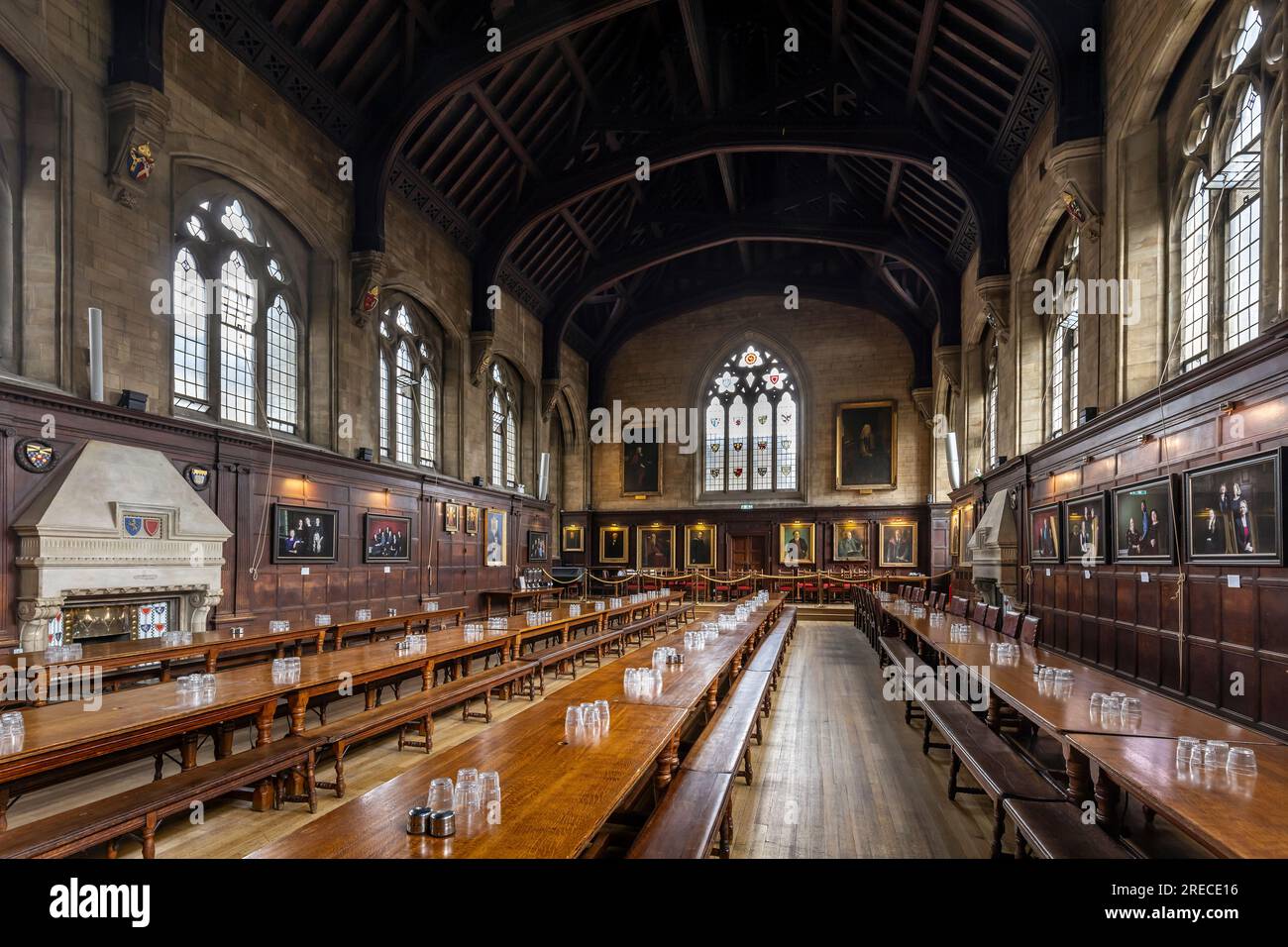 Dining Hall interior, Balliol College, Oxford University. Stock Photo