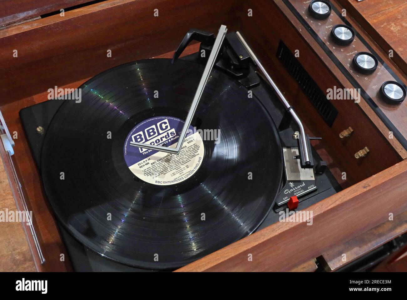England made, Garrard 2025TC record player, with BBC Records vinyl LP Stock Photo
