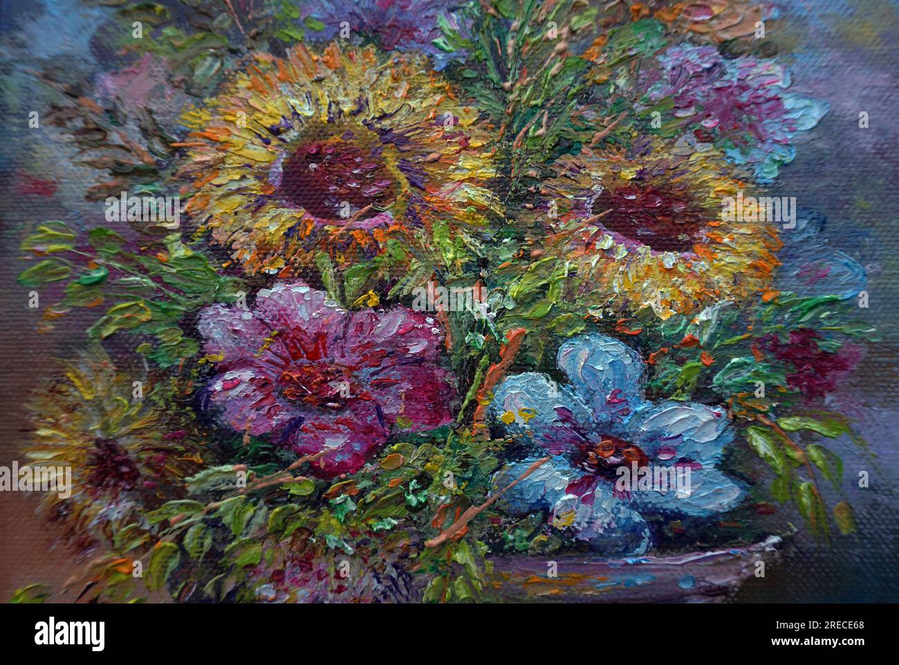 oil painting Bright colors Abstract art flower natural beauty Stock