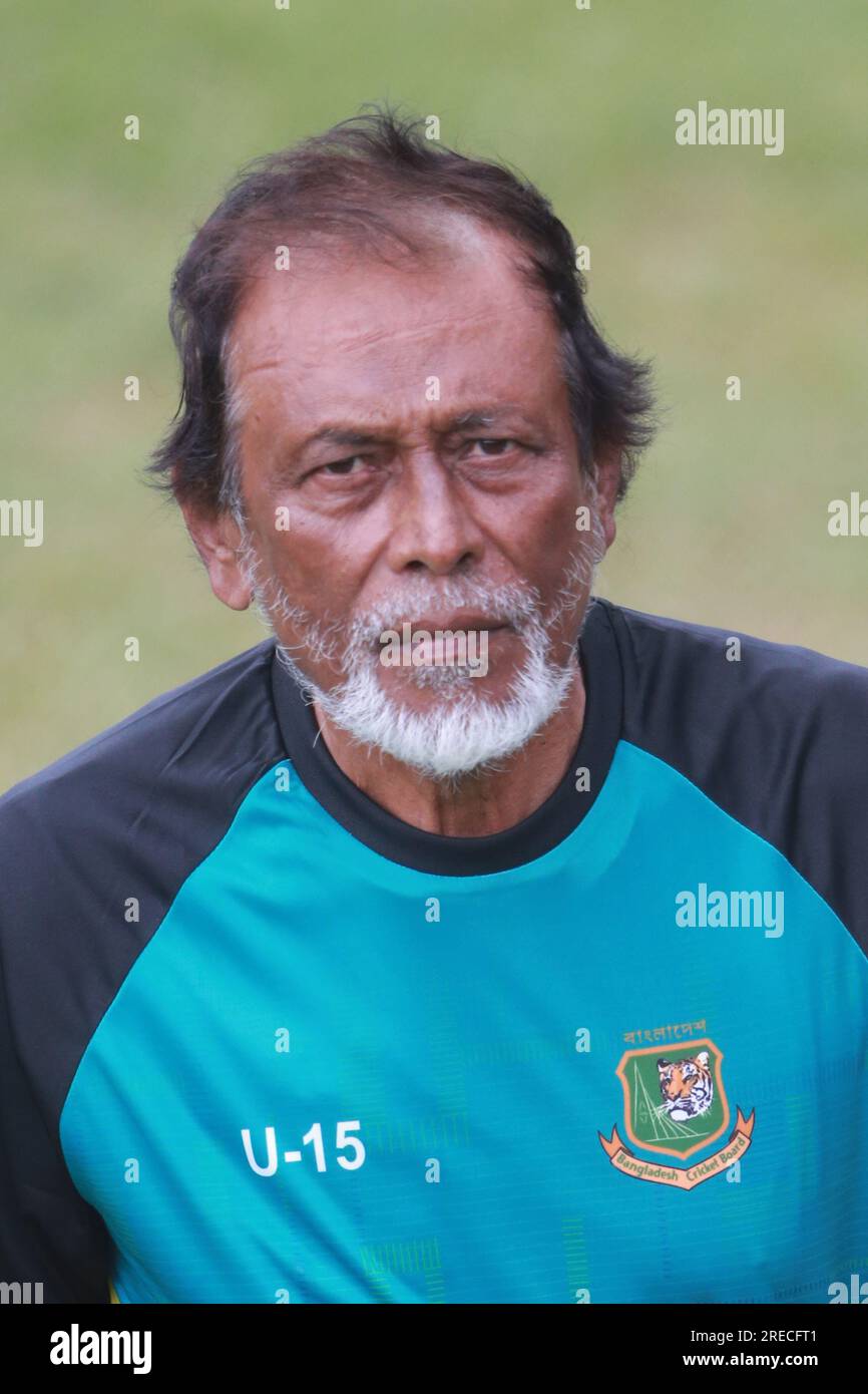 Bangladesh's legendary coach Wahidul Gani during the U-15 practice ...