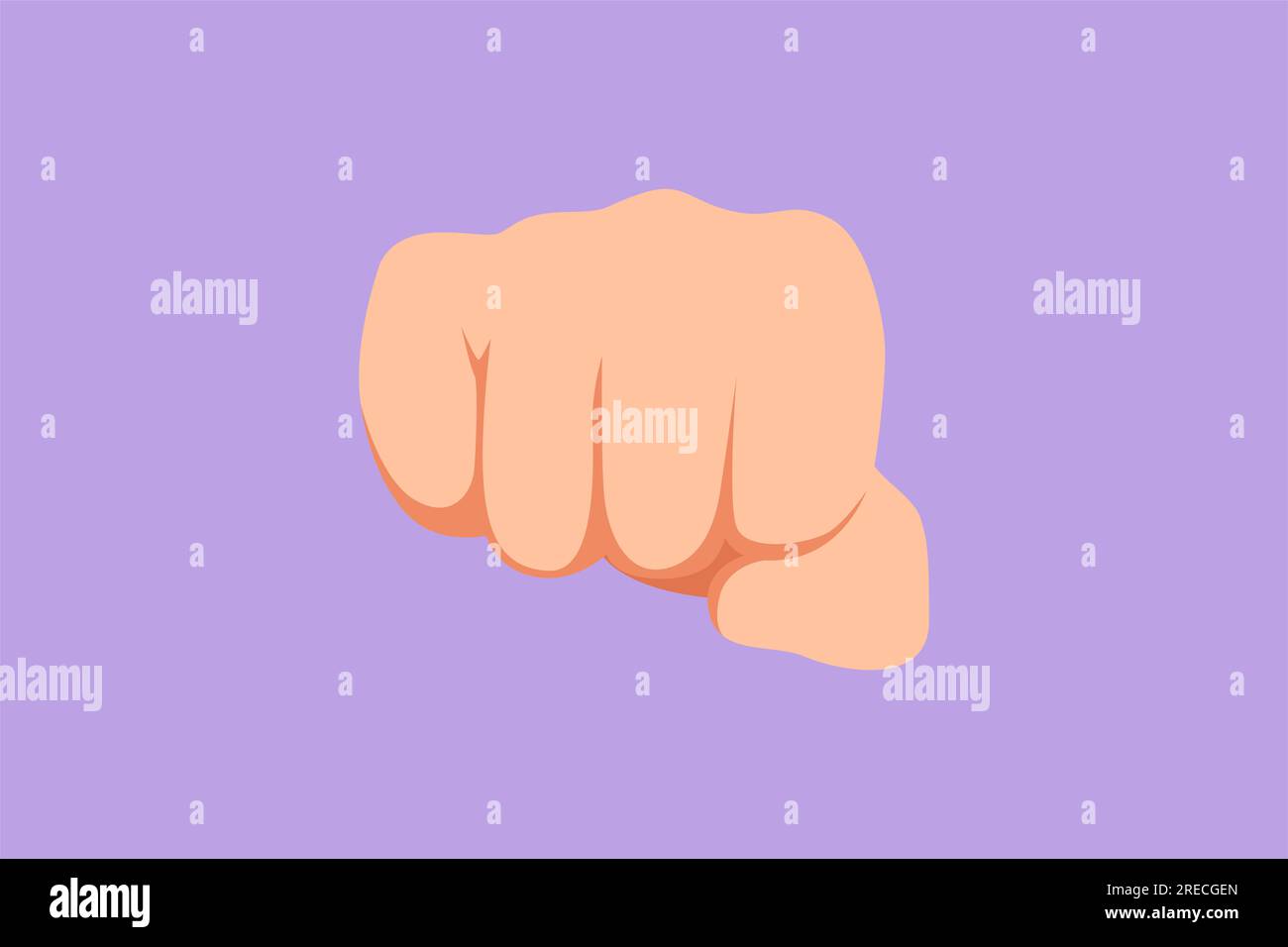 Cartoon flat style drawing punch fist hand gesture. Sign or symbol of power, hitting, attack, force. Communication with hand gestures. Nonverbal signs Stock Photo