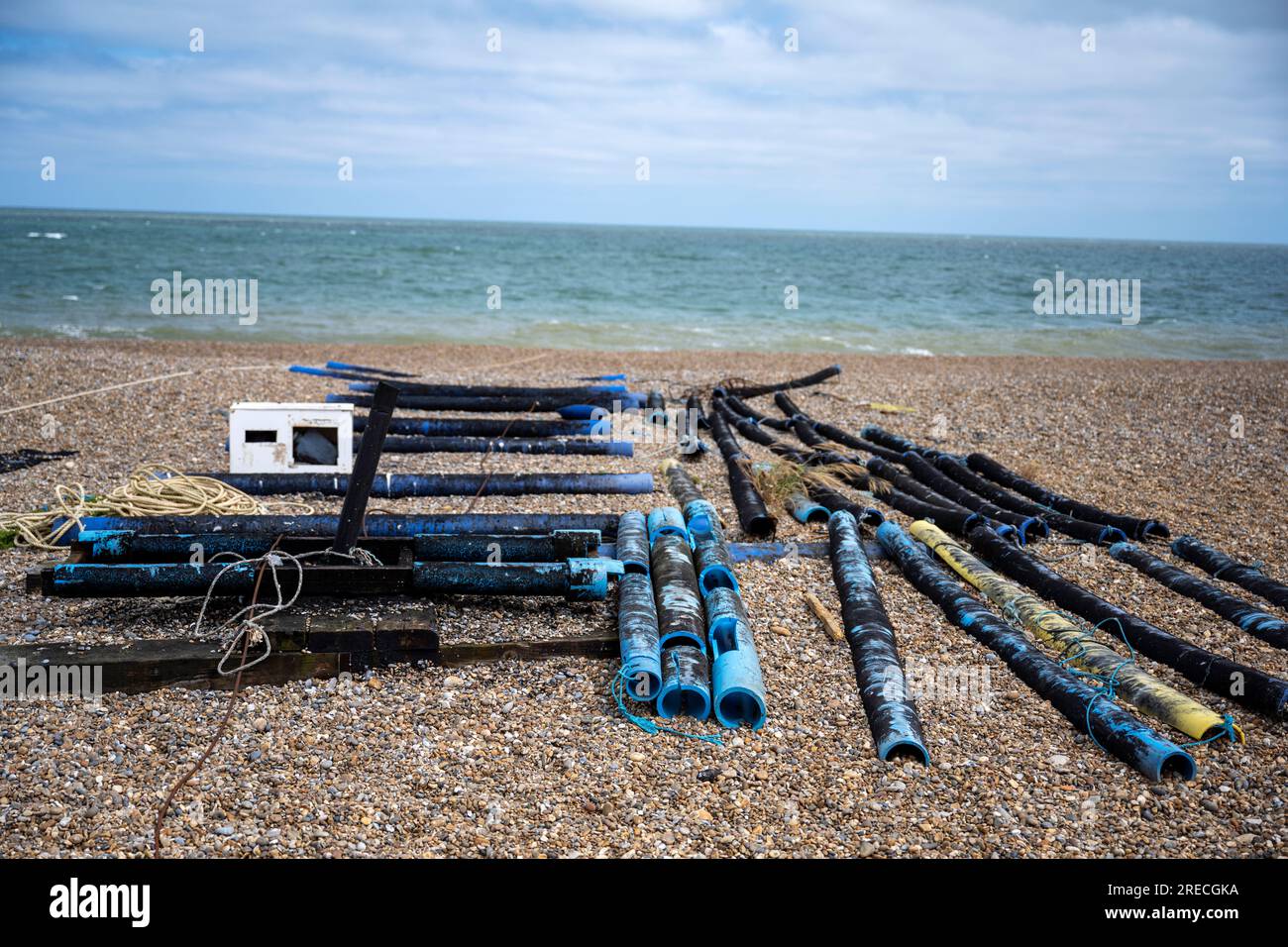 Rubber tubes used for fishing boats to stand on Stock Photo