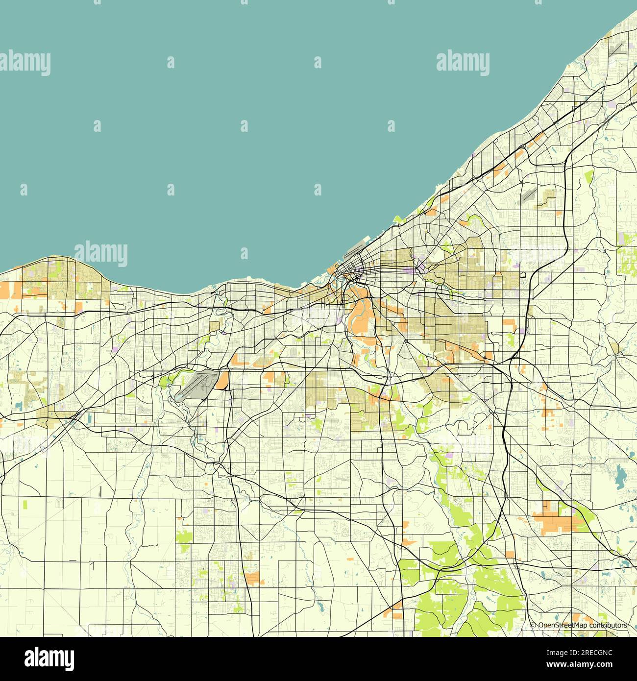 Topographic Map Usa Stock Vector Images Alamy Vector City Map Of Cleveland Ohio Usa 2RECGNC
