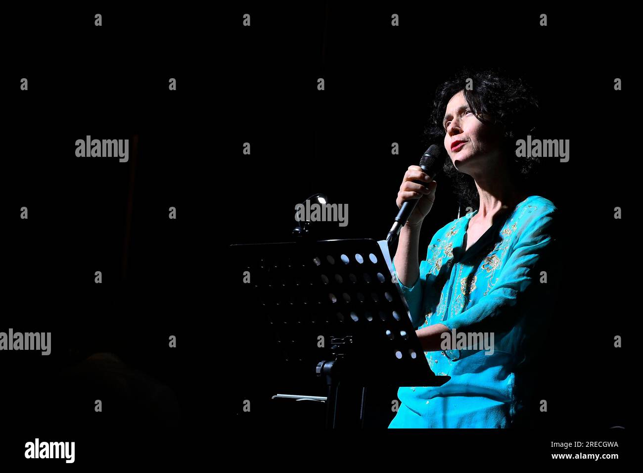 Giulianova, Italy. 04th June, 2023. Maria Egle Spotorno during Il Canto Immortale Tribute to Franco Battiato on June 26, 2023 at the Piazza Belvedere in Giulianova, Italy. (Photo by Domenico Cippitelli/NurPhoto) Credit: NurPhoto SRL/Alamy Live News Stock Photo