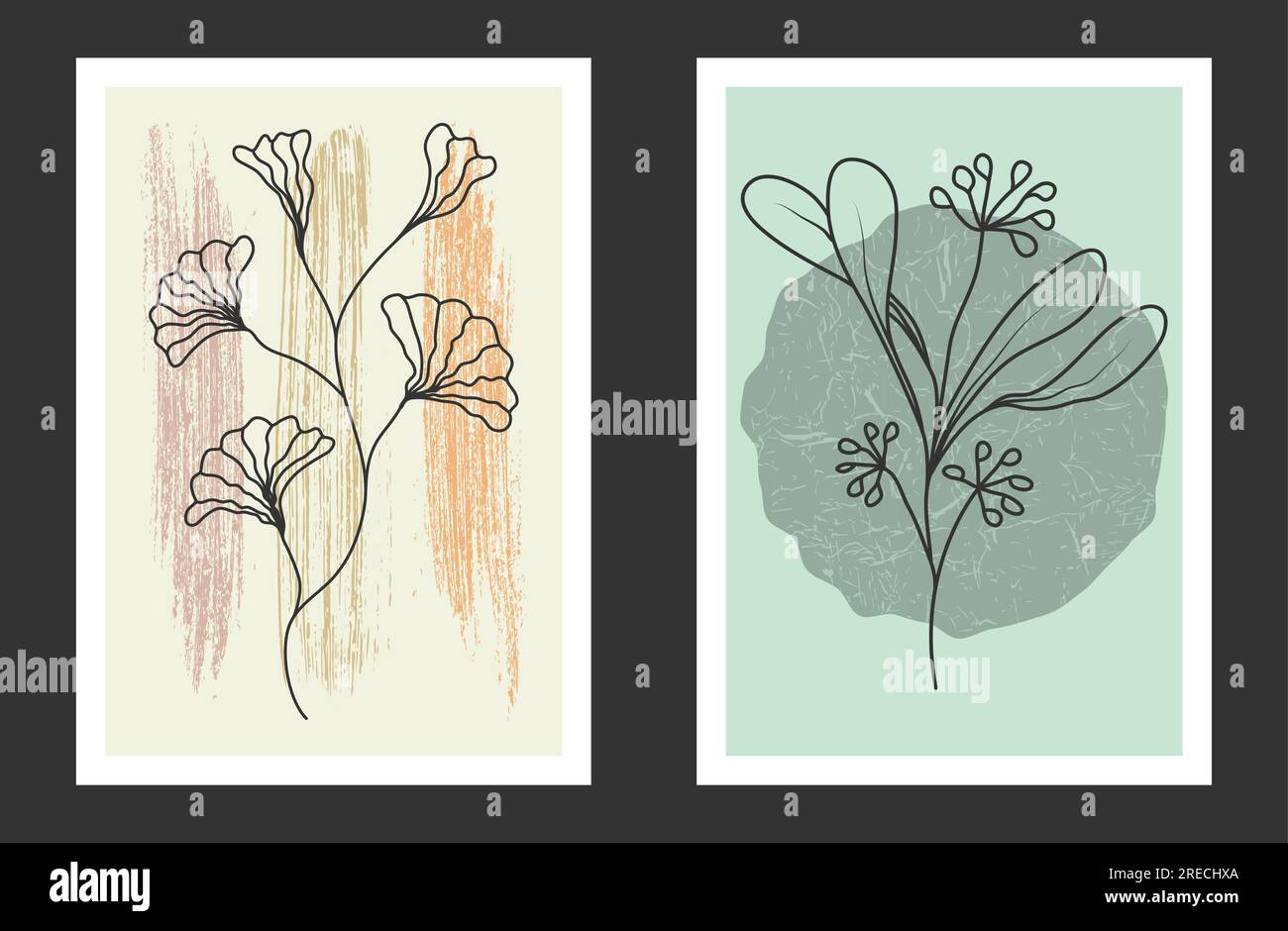 A set of hand-drawn paintings for interior design of premises ...