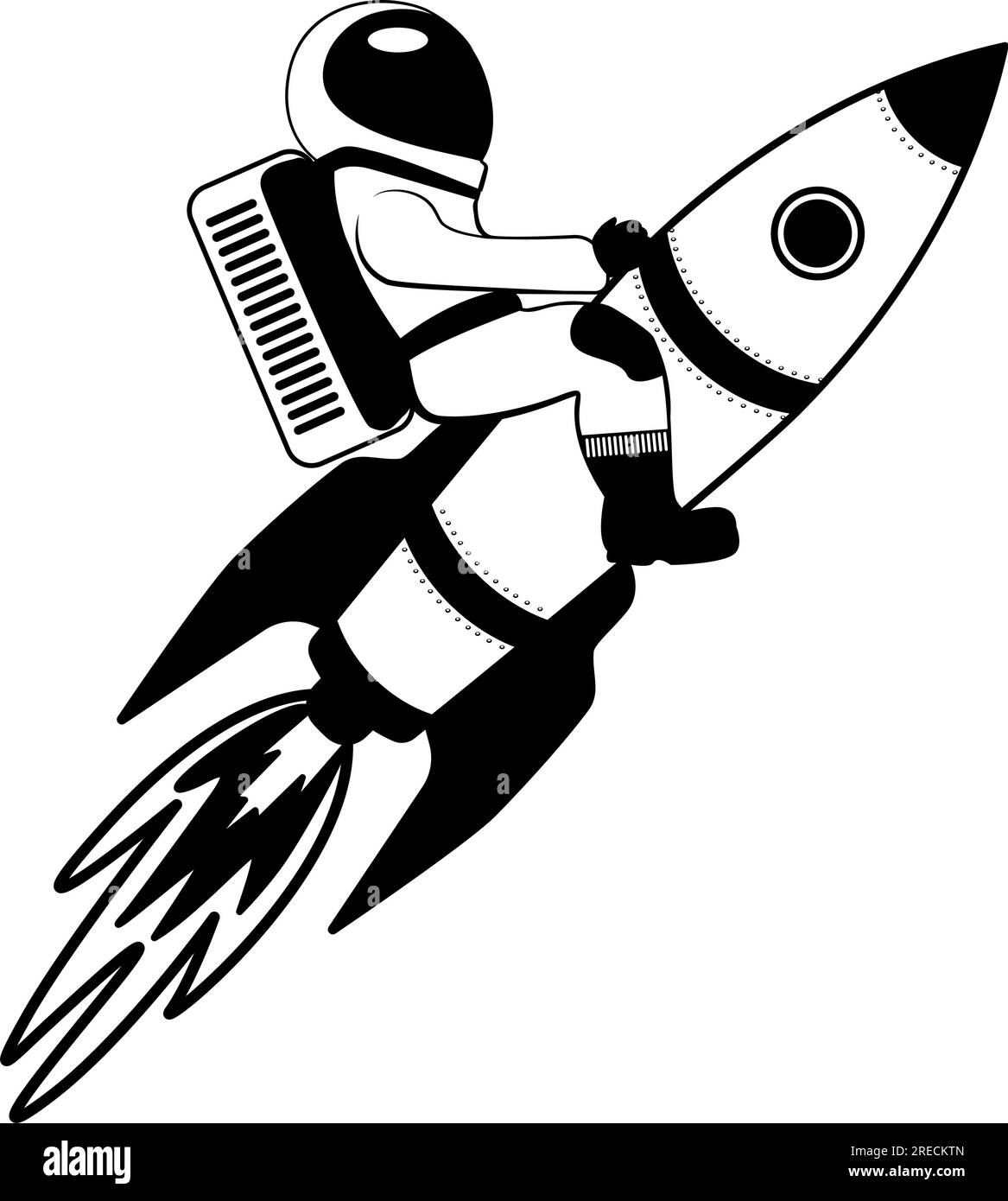 Astronaut riding a rocket spaceship. Cartoon flat vector illustration Stock Vector