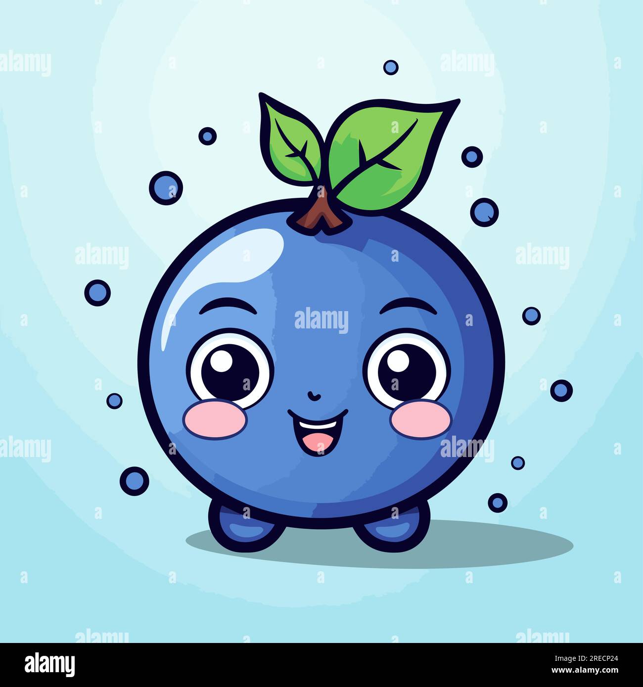 Blueberry handdrawn comic illustration. Blueberry. Vector doodle style