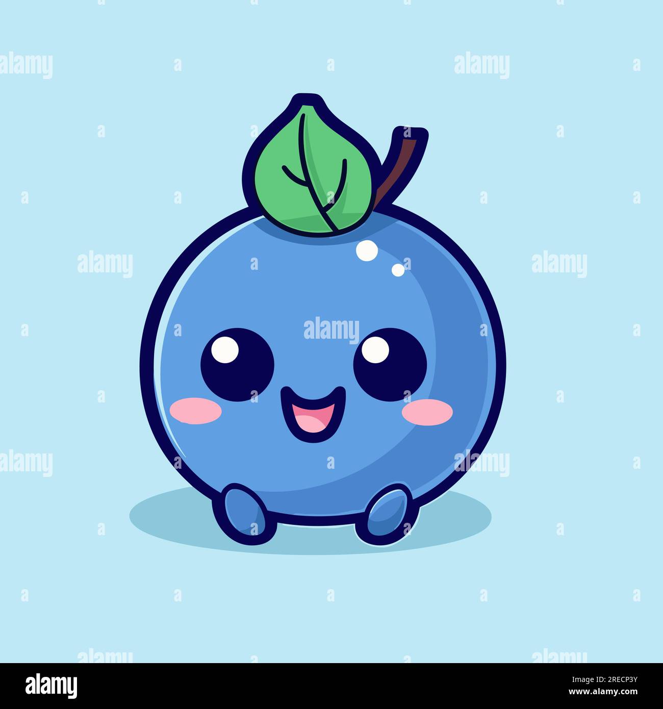 Blueberry handdrawn comic illustration. Blueberry. Vector doodle style