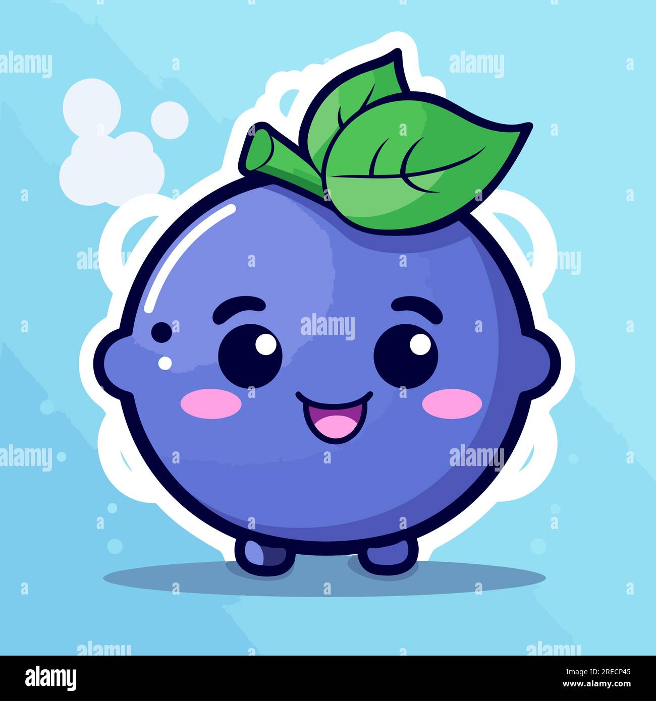 Blueberry handdrawn comic illustration. Blueberry. Vector doodle style