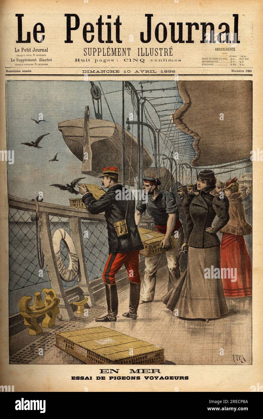 Essai de pigeons voyageurs, laches depuis le transatlantique joignant