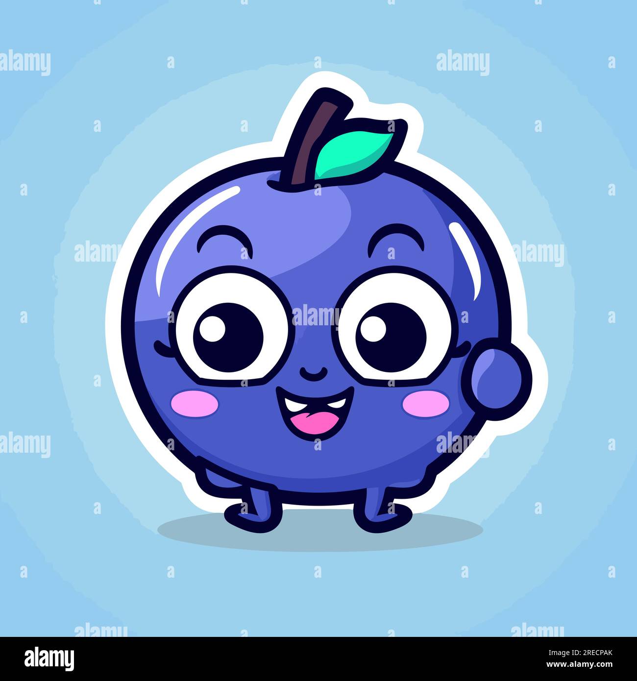 Blueberry handdrawn comic illustration. Blueberry. Vector doodle style