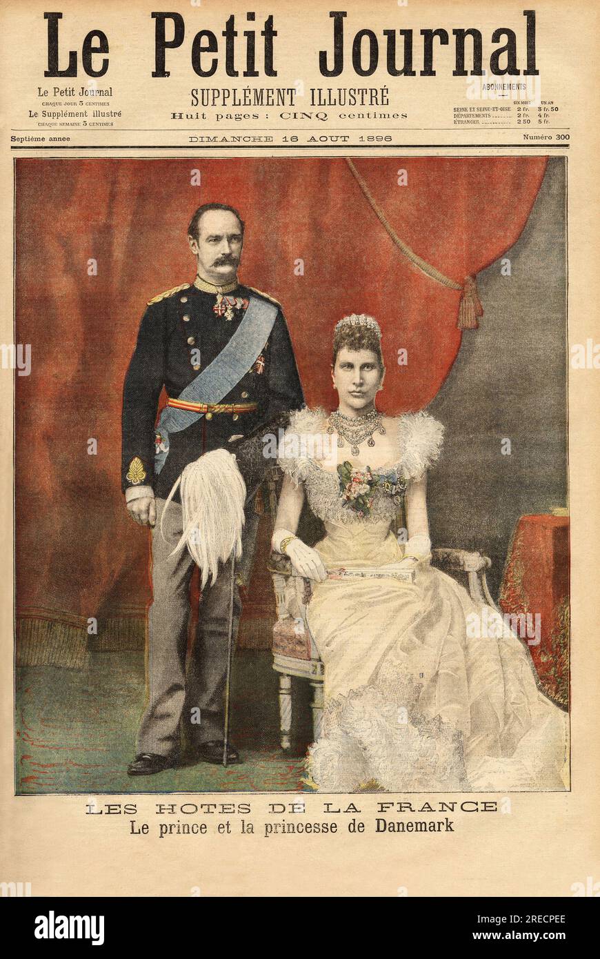 Portraits du prince et de la princesse du Danemark, Frederik VIII (Frederic VIII de Danemark, 1843-1912) et Lovisa de Suede (1851-1926). Gravure in 'Le petit journal' 16081896. Stock Photo