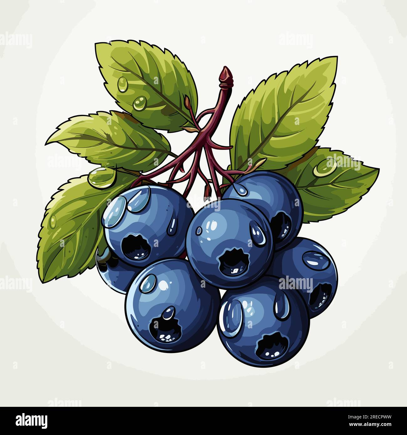 Blueberry handdrawn comic illustration. Blueberry. Vector doodle style