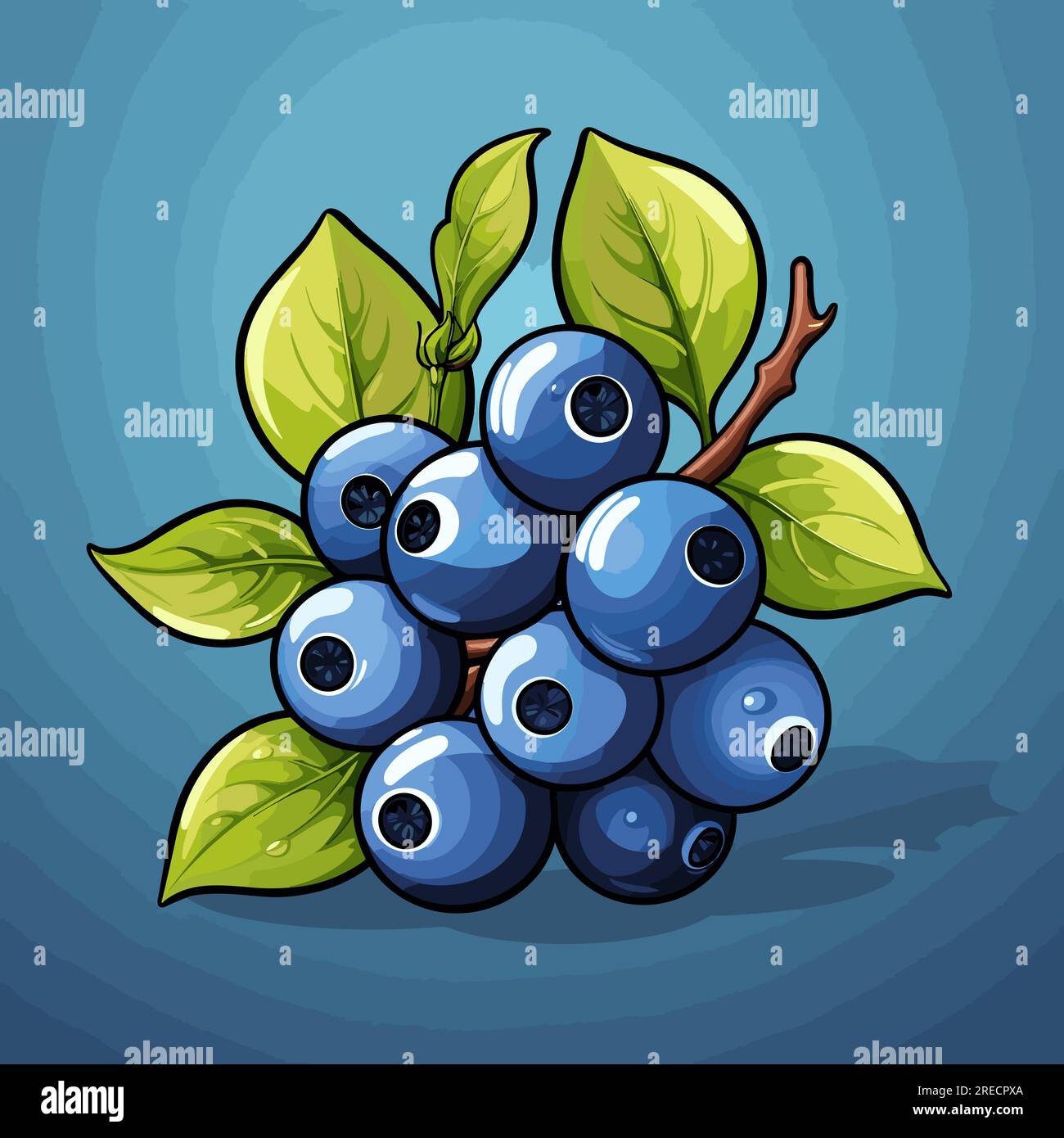 Blueberry handdrawn comic illustration. Blueberry. Vector doodle style