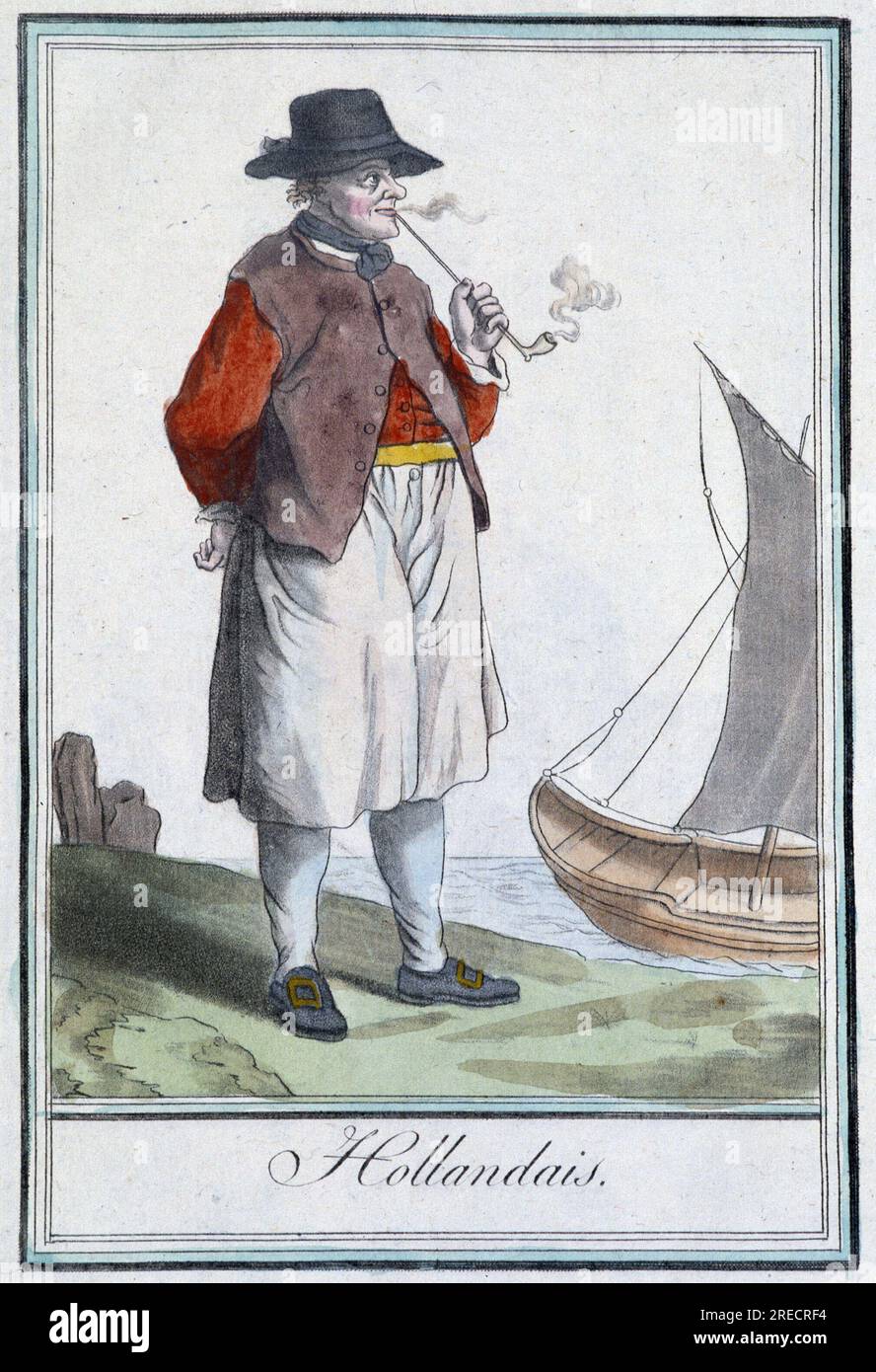 Hollandais fumant la pipe Frontispice de l'Afrique - in 'Encyclopedie des voyages' par Grasset St Sauveur, ed. 1796 Stock Photo